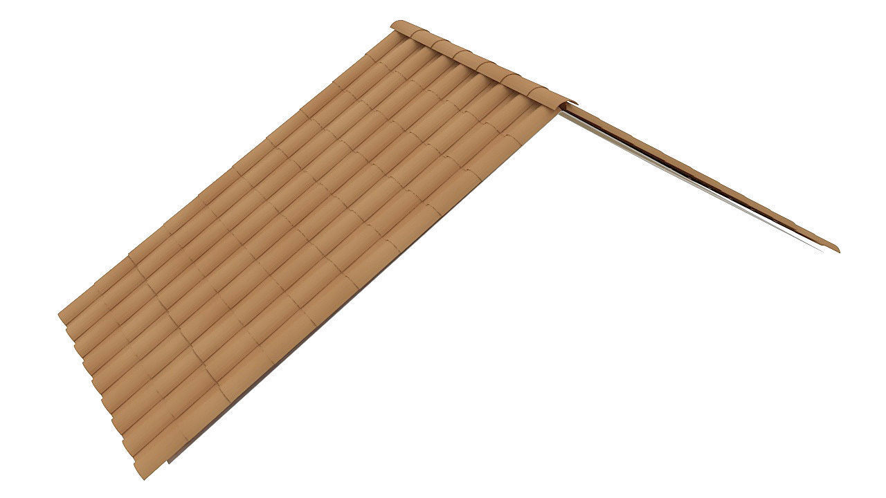Clay roof tiles ceiling 3D model_4