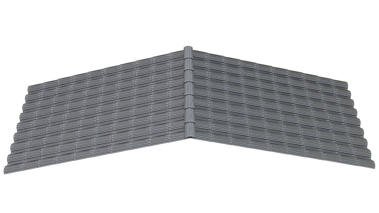 Clay roof tiles ceiling 3D model_10