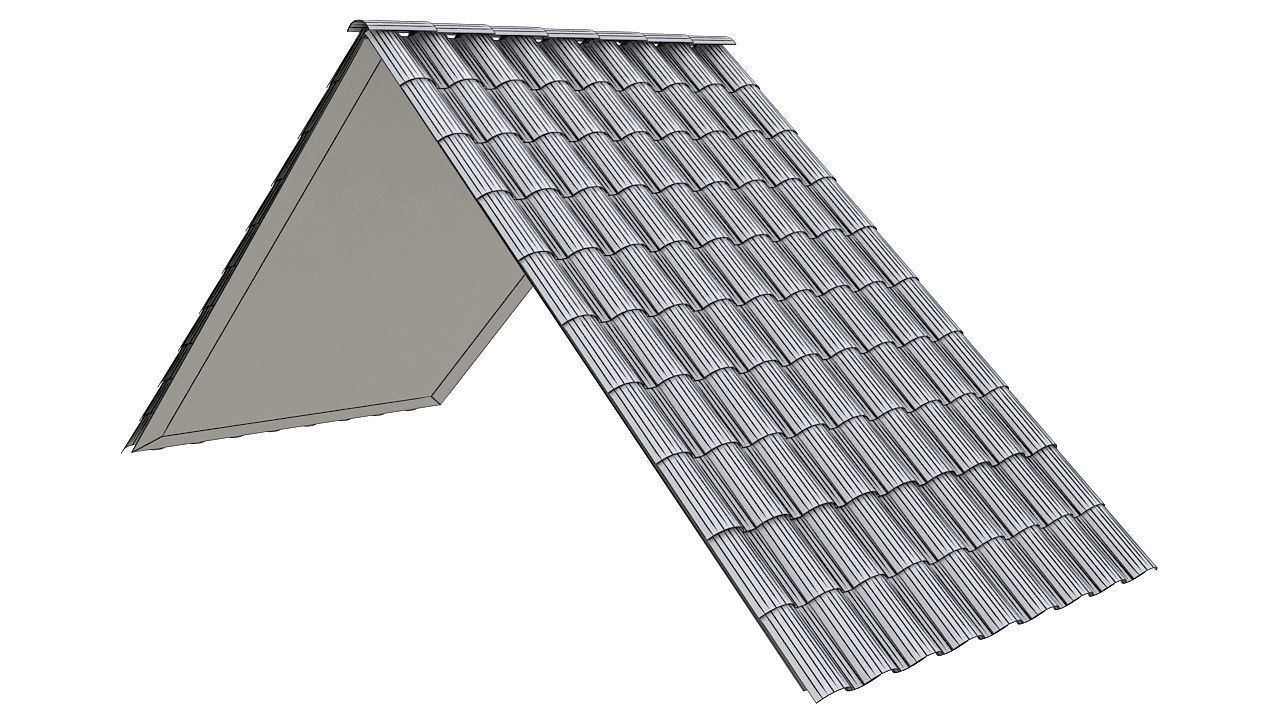 Clay roof tiles ceiling 3D model_12