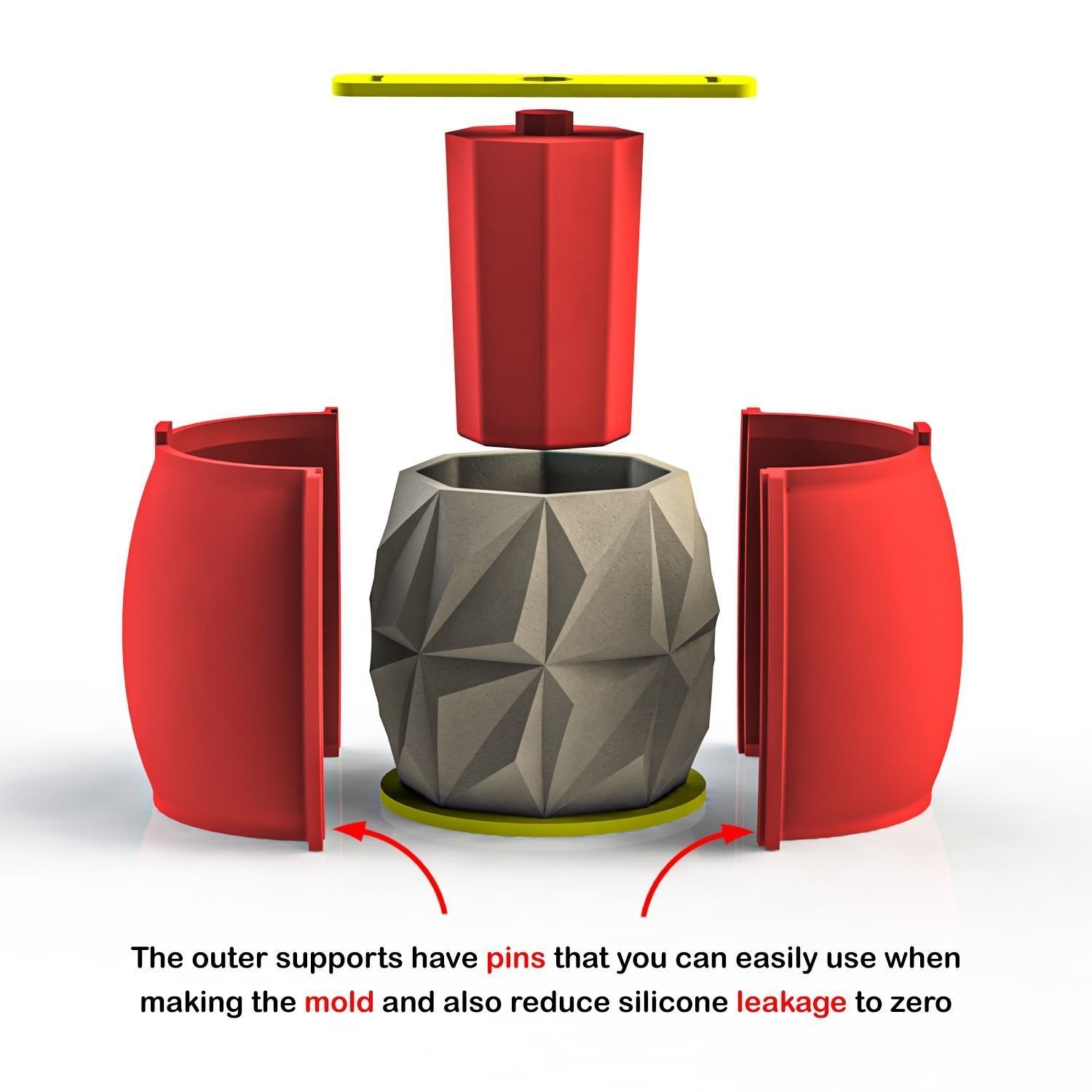 vase with outer supports for making silicone mold 3D print model_2