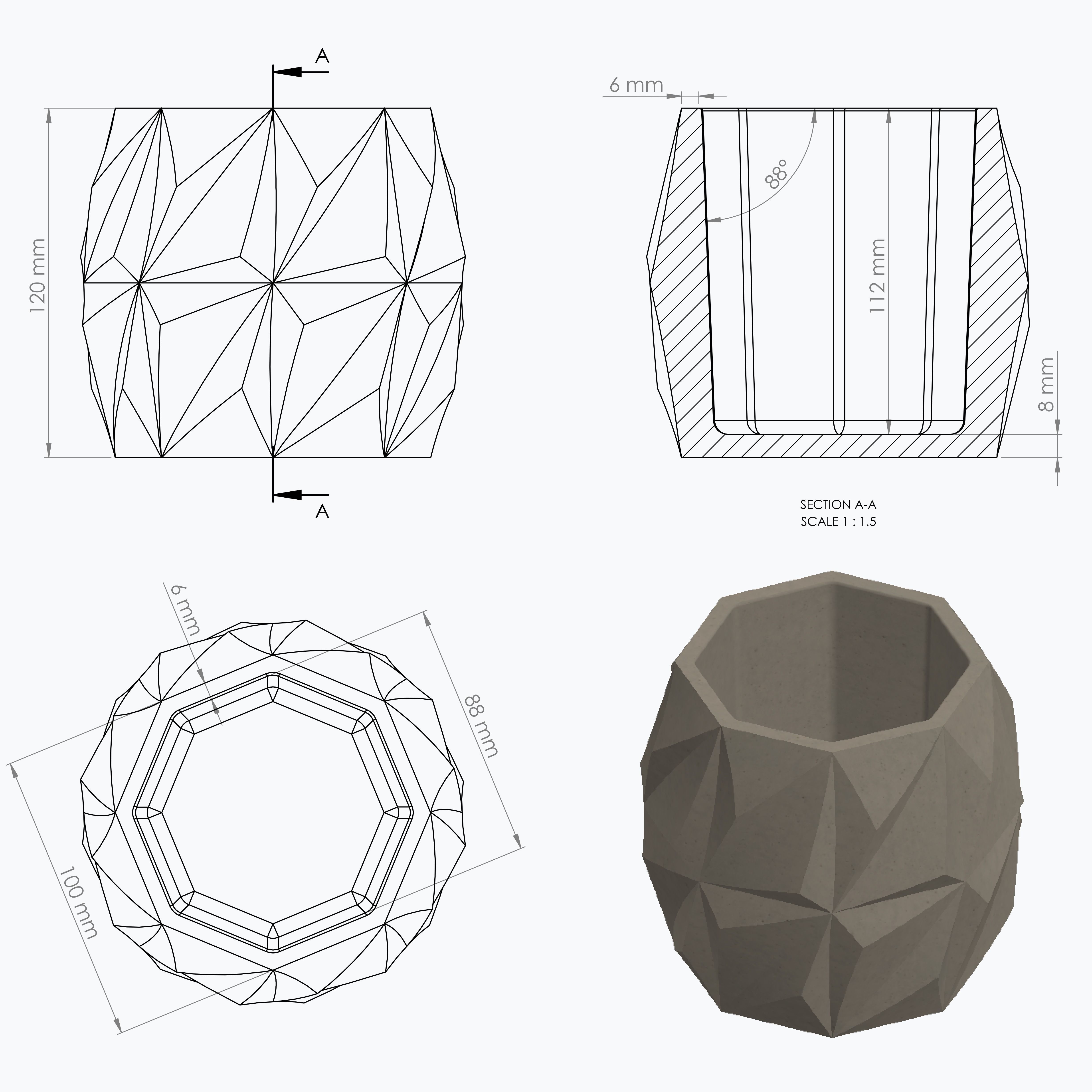 vase with outer supports for making silicone mold 3D print model_5