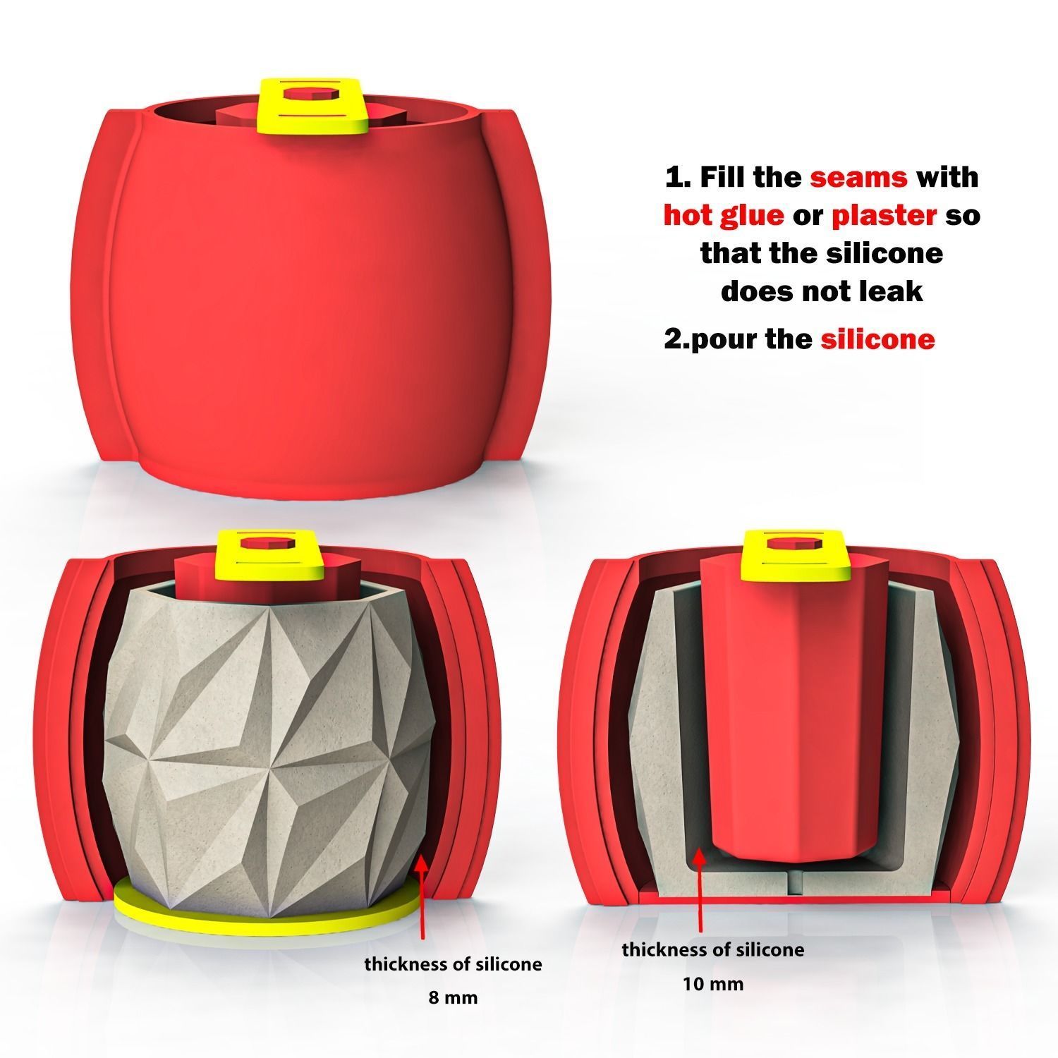 vase with outer supports for making silicone mold 3D print model_3