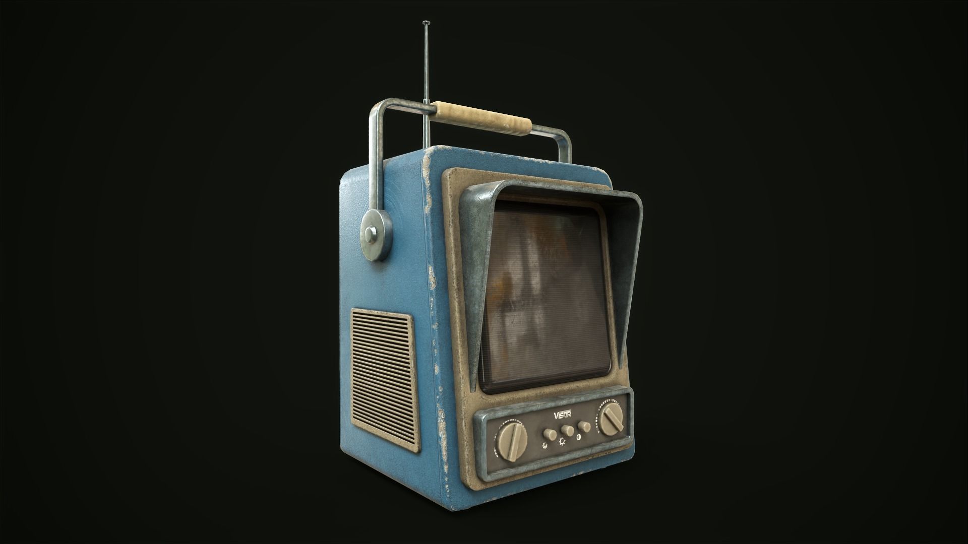 Retro TV Low-poly 3D model_2