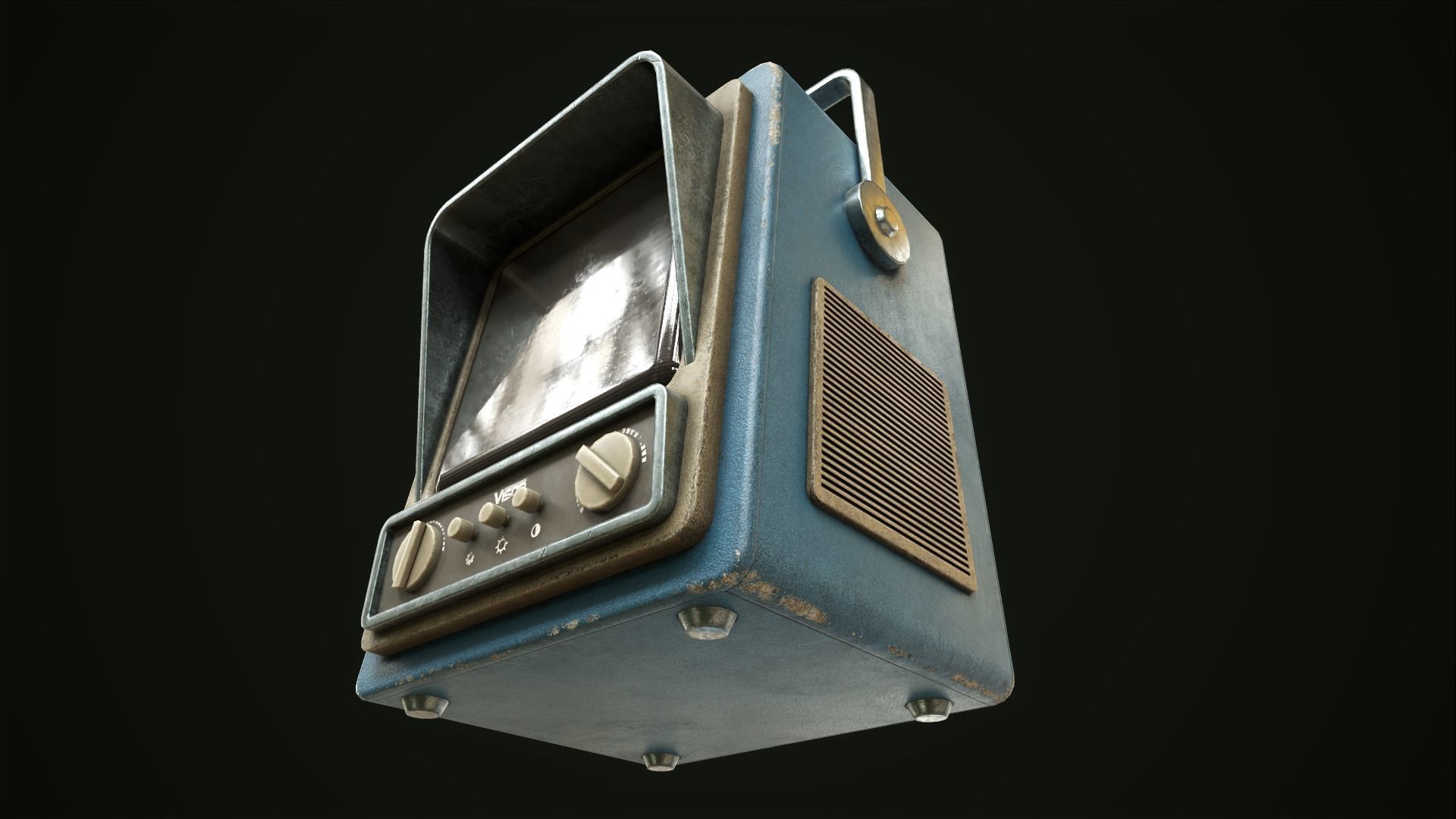 Retro TV Low-poly 3D model_10
