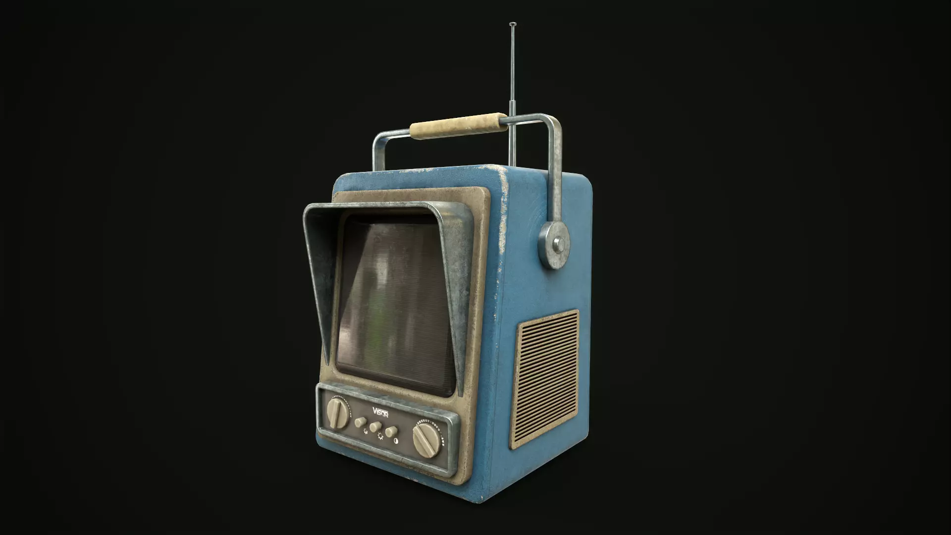 Retro TV Low-poly 3D model_0