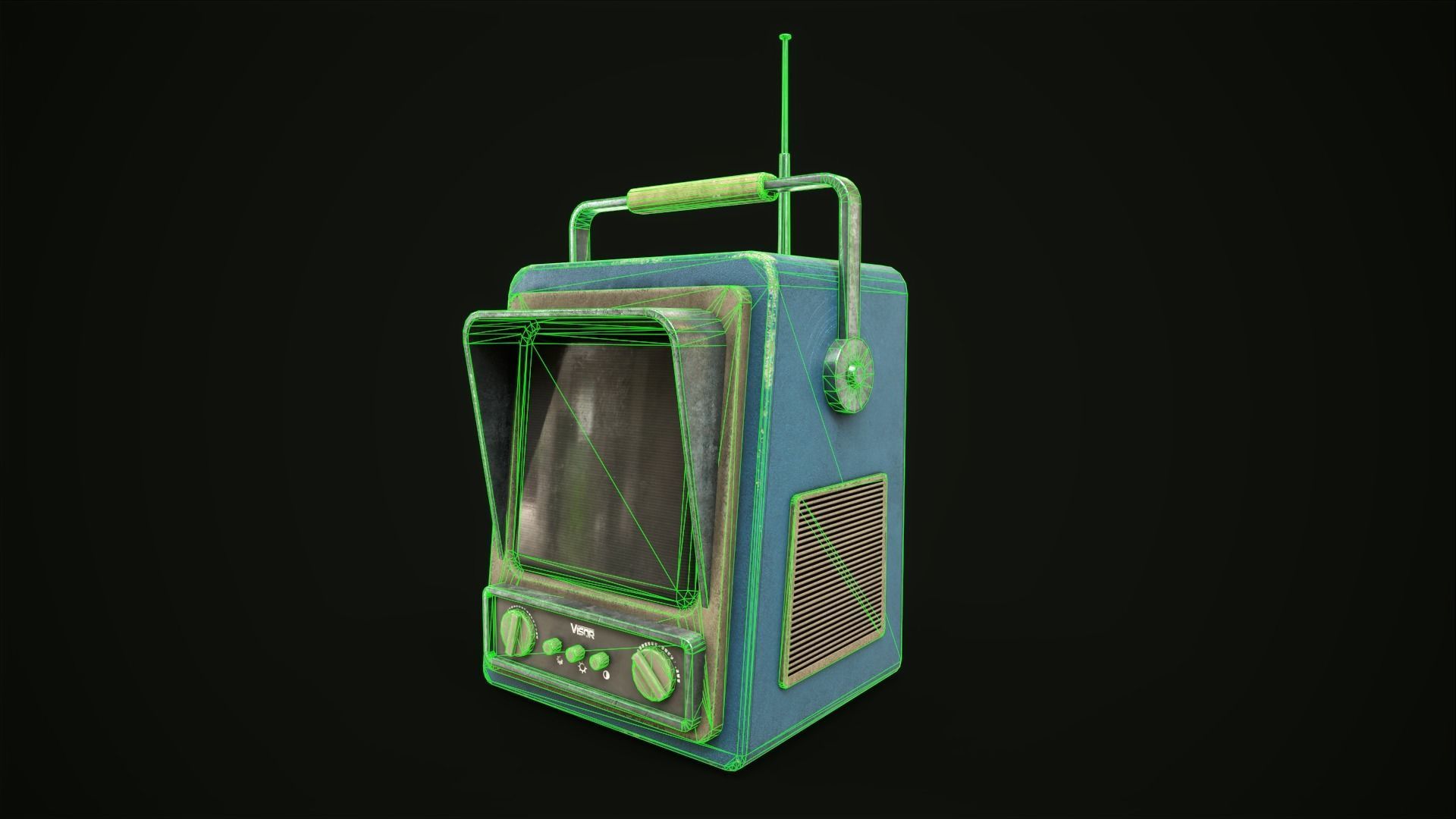 Retro TV Low-poly 3D model_11