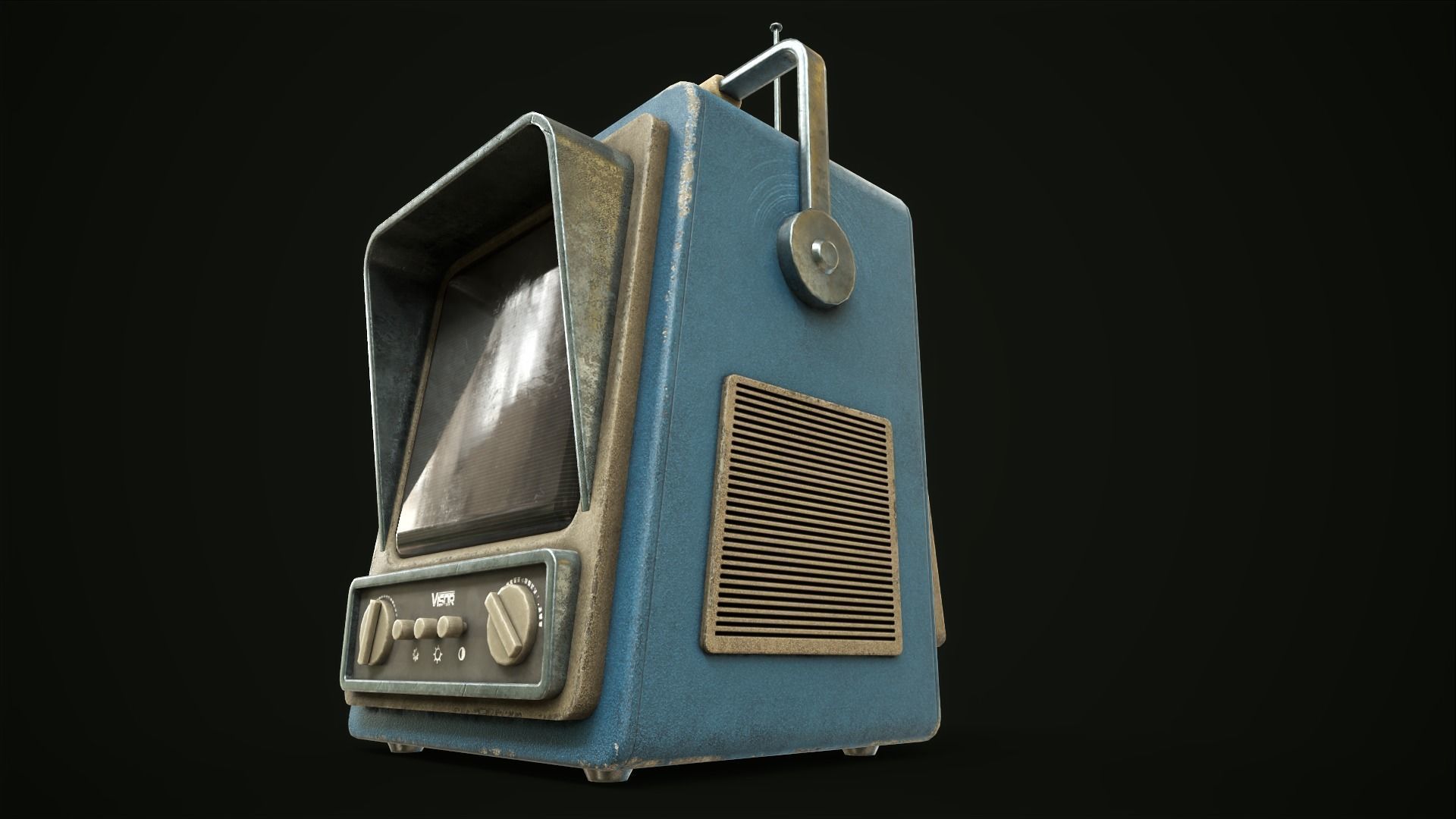 Retro TV Low-poly 3D model_9