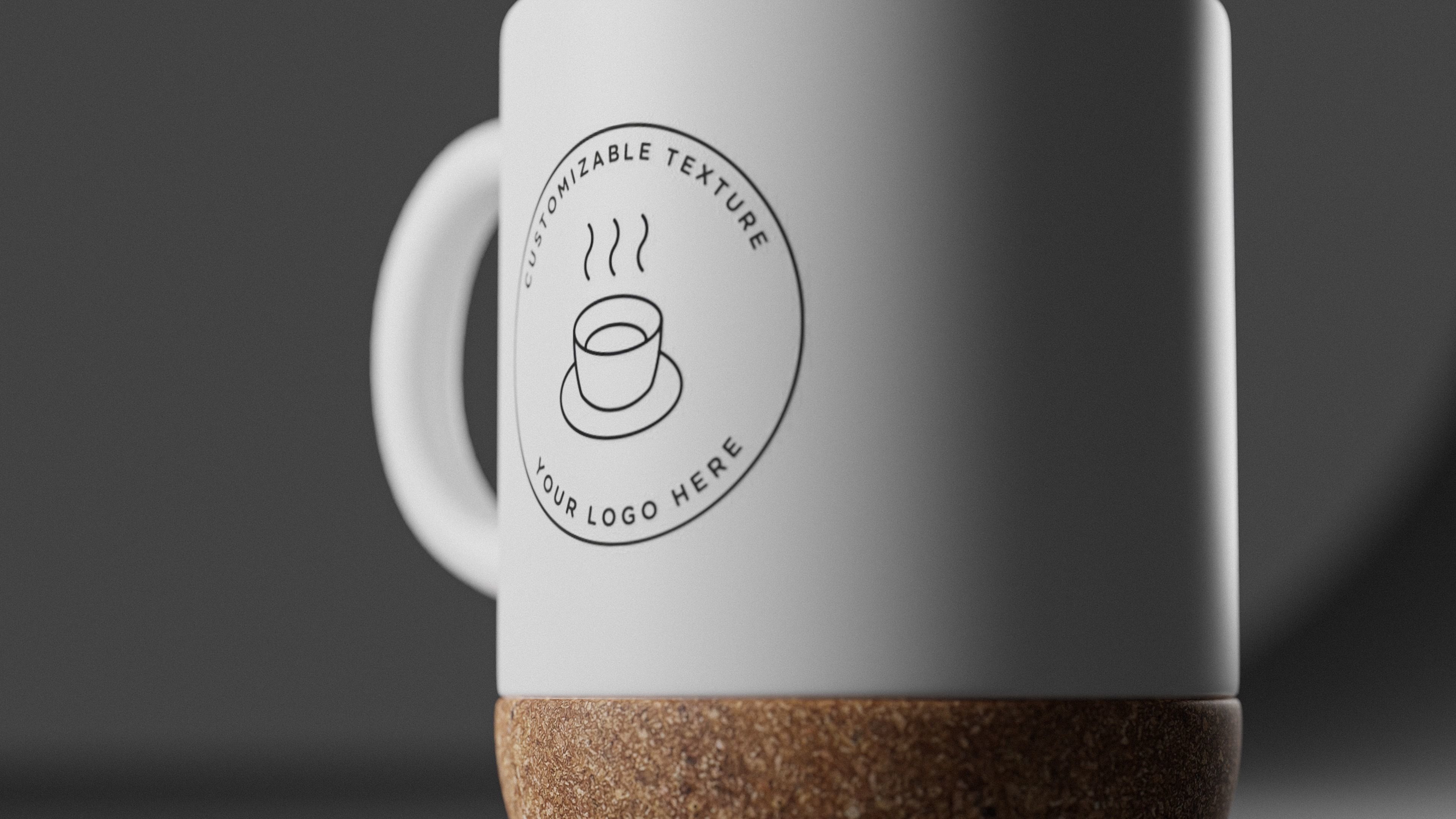 Mug with customizable logo and cork bottom 3D model_2