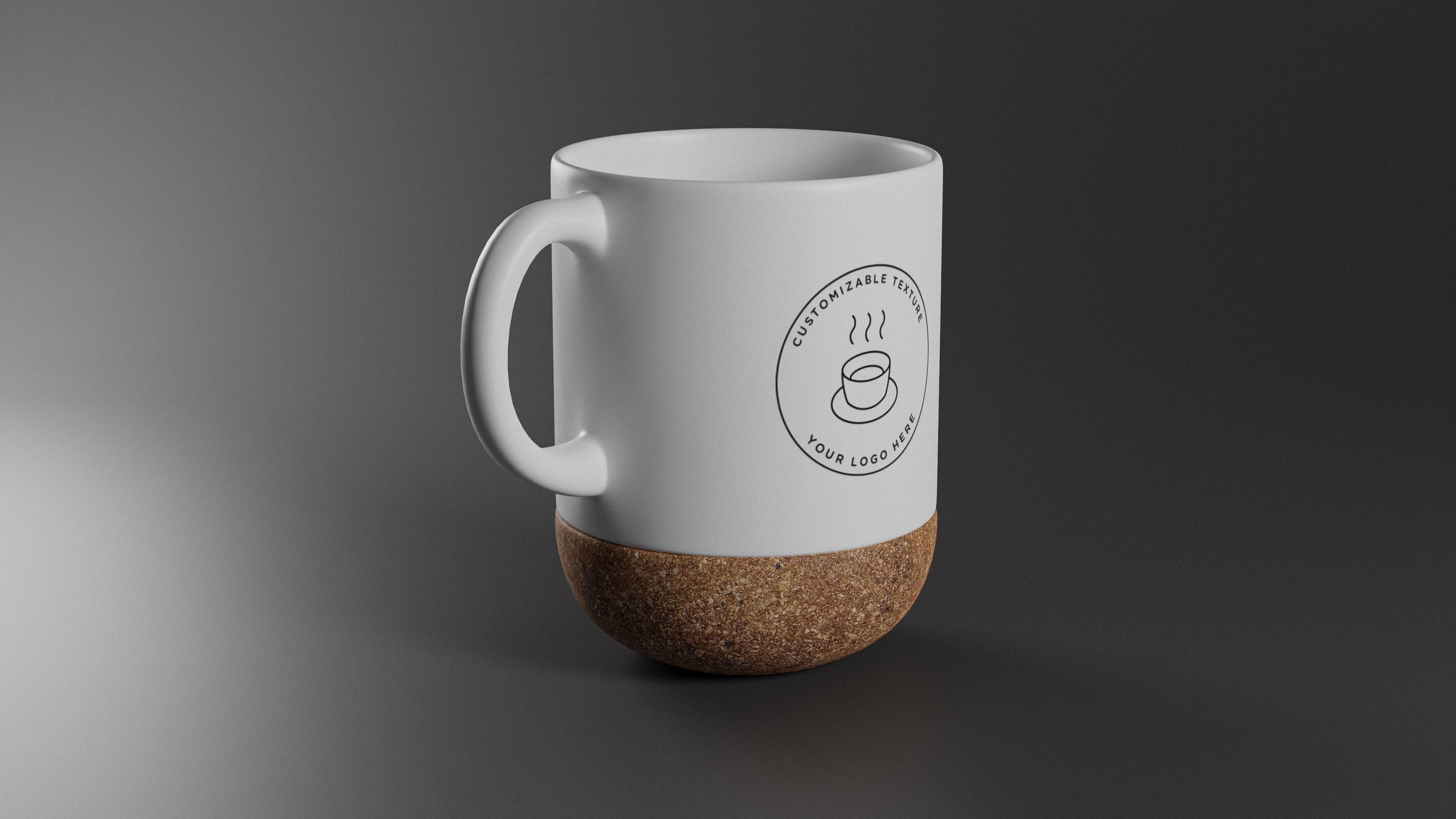Mug with customizable logo and cork bottom 3D model_3