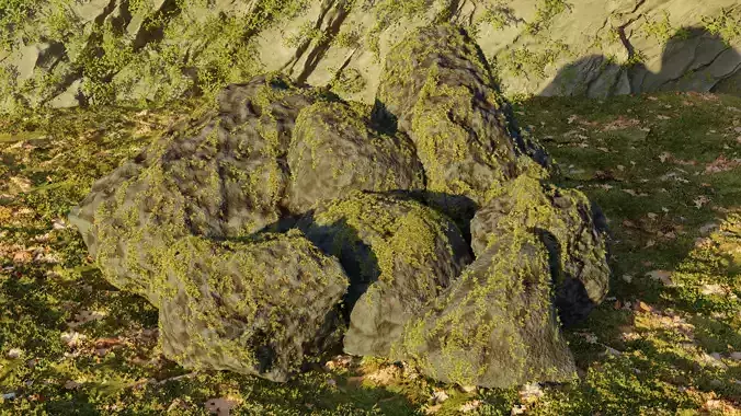 Set of stones with moss