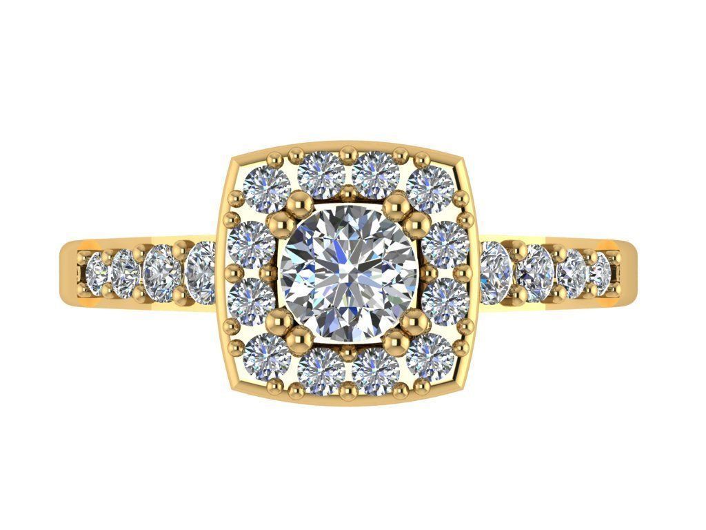 Ring264 halo diamond engagement ring gold 3D print model_1