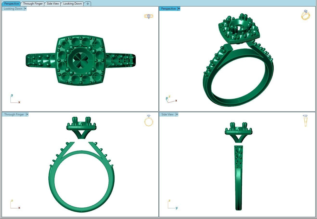 Ring264 halo diamond engagement ring gold 3D print model_8