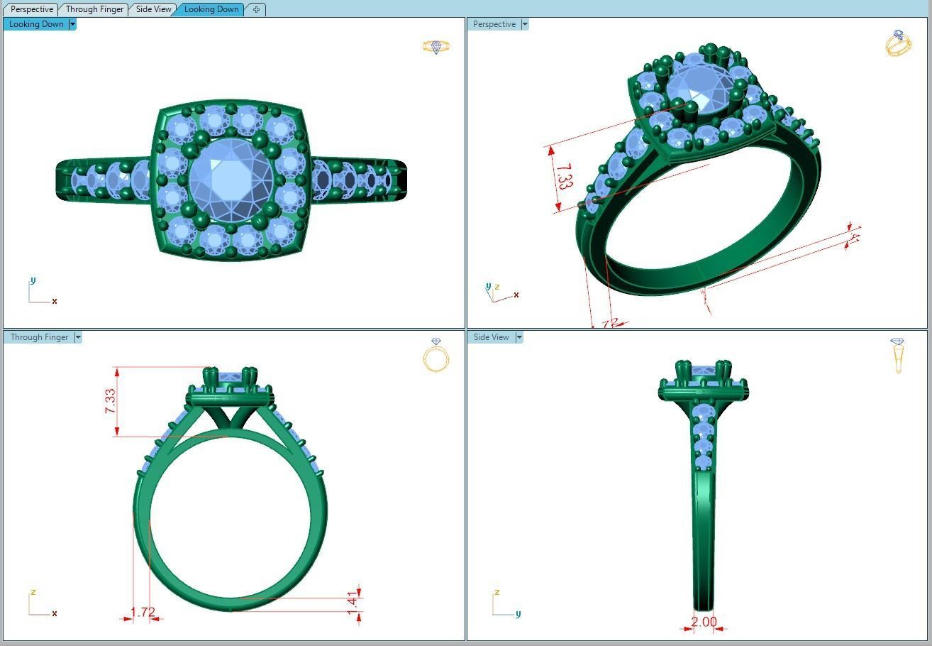 Ring264 halo diamond engagement ring gold 3D print model_5