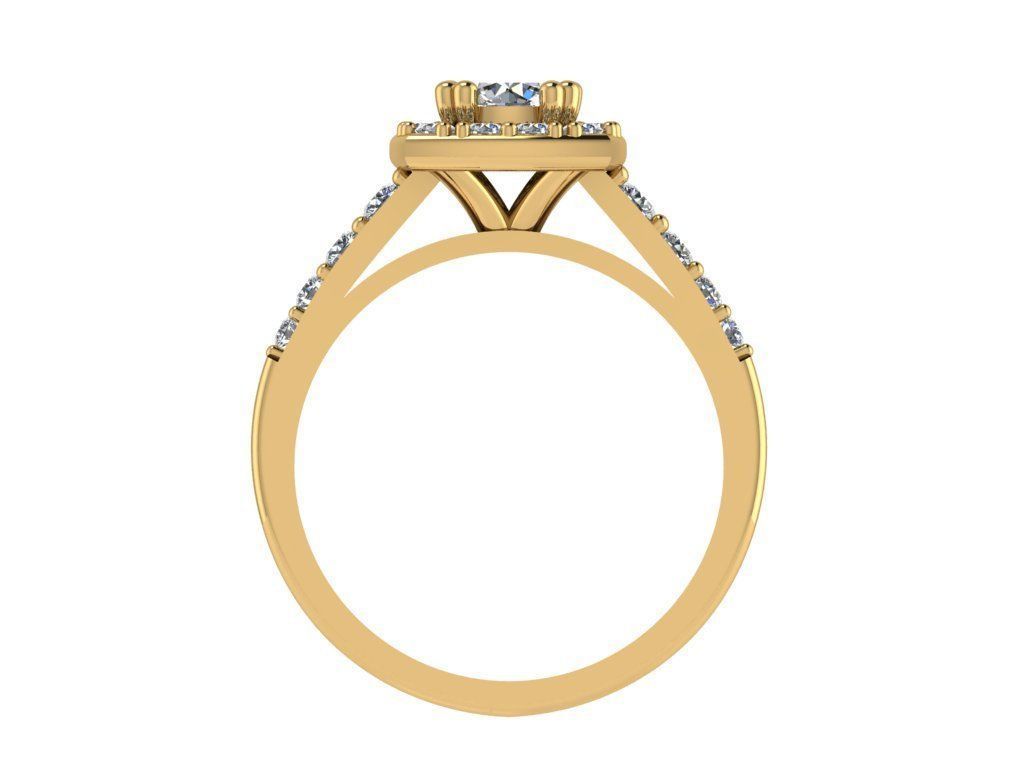 Ring264 halo diamond engagement ring gold 3D print model_2