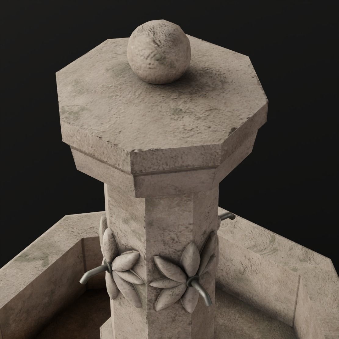 Fountain stone Low-poly 3D model_2