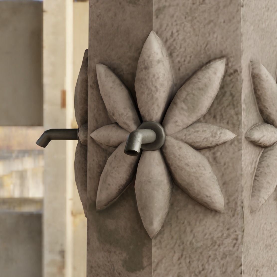 Fountain stone Low-poly 3D model_4