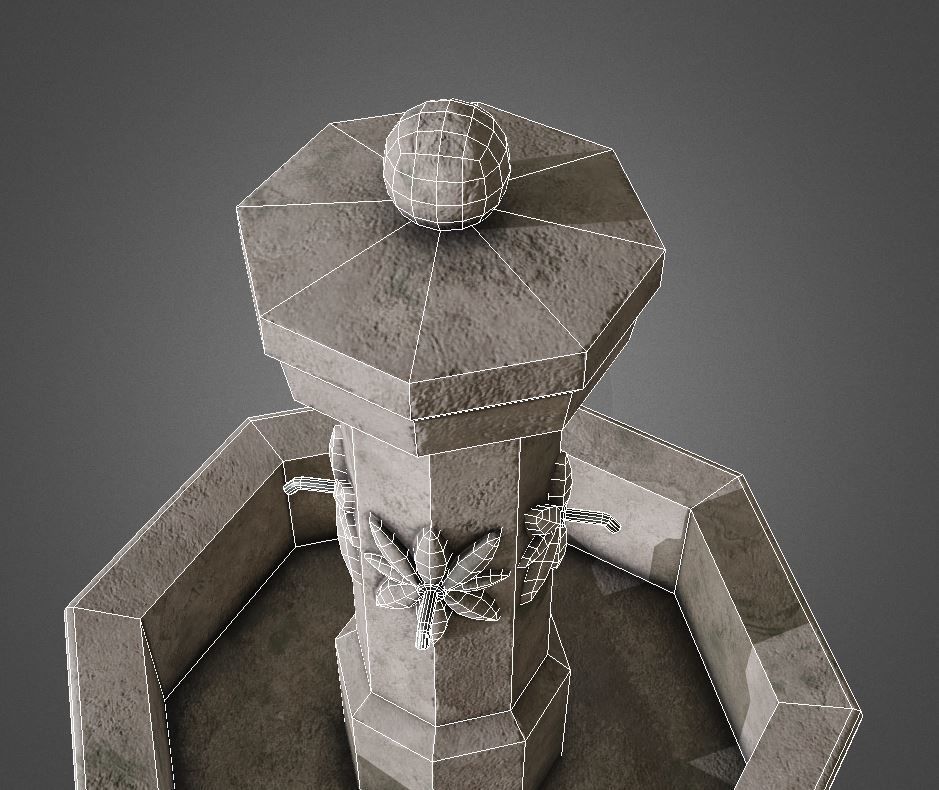 Fountain stone Low-poly 3D model_6