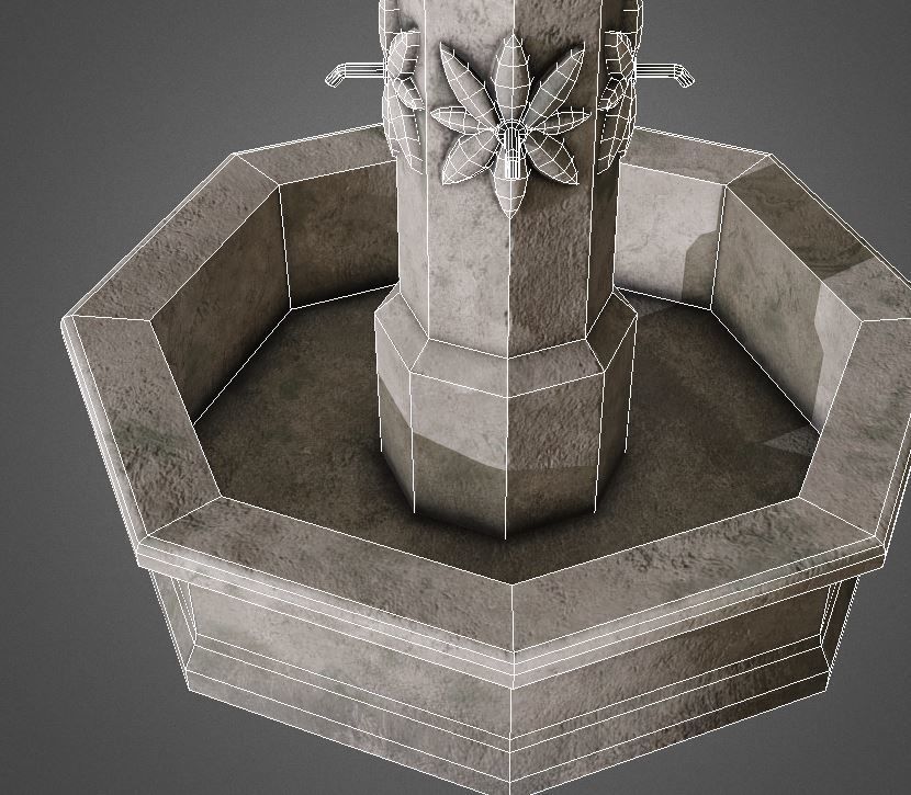 Fountain stone Low-poly 3D model_8