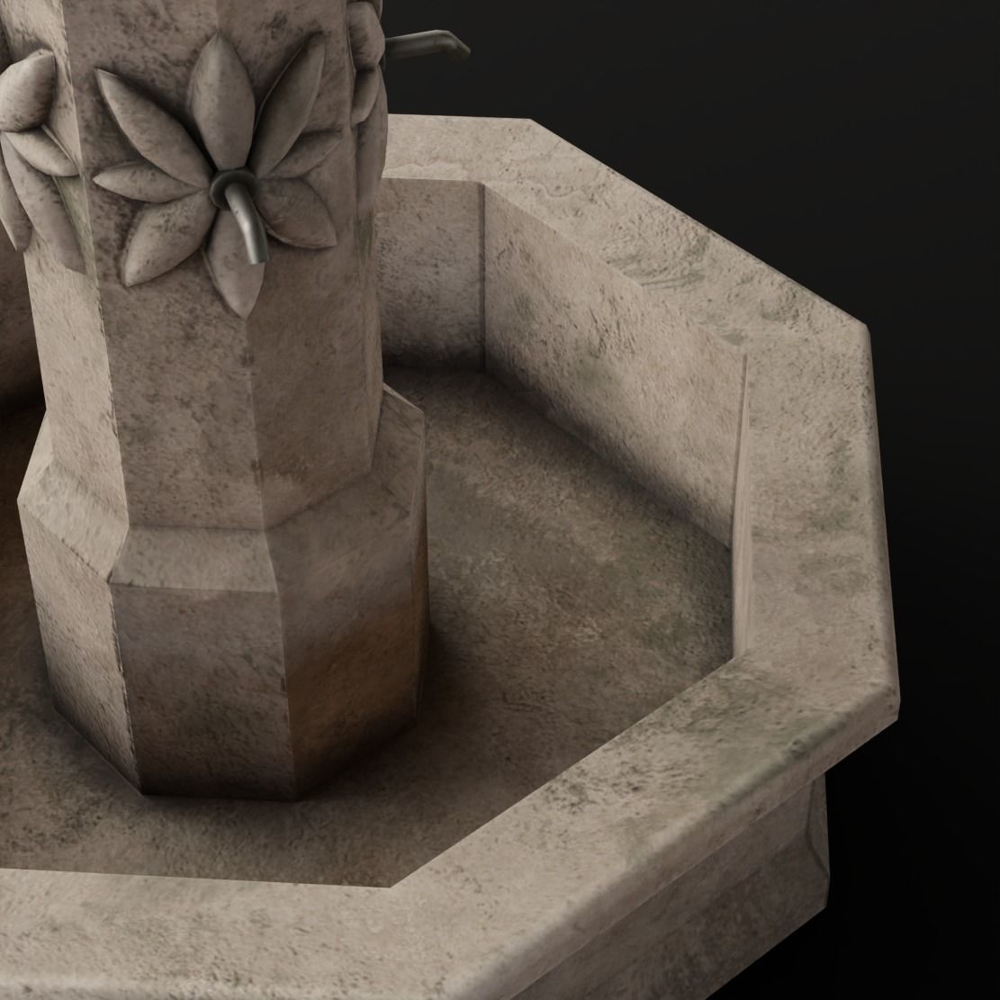 Fountain stone Low-poly 3D model_3