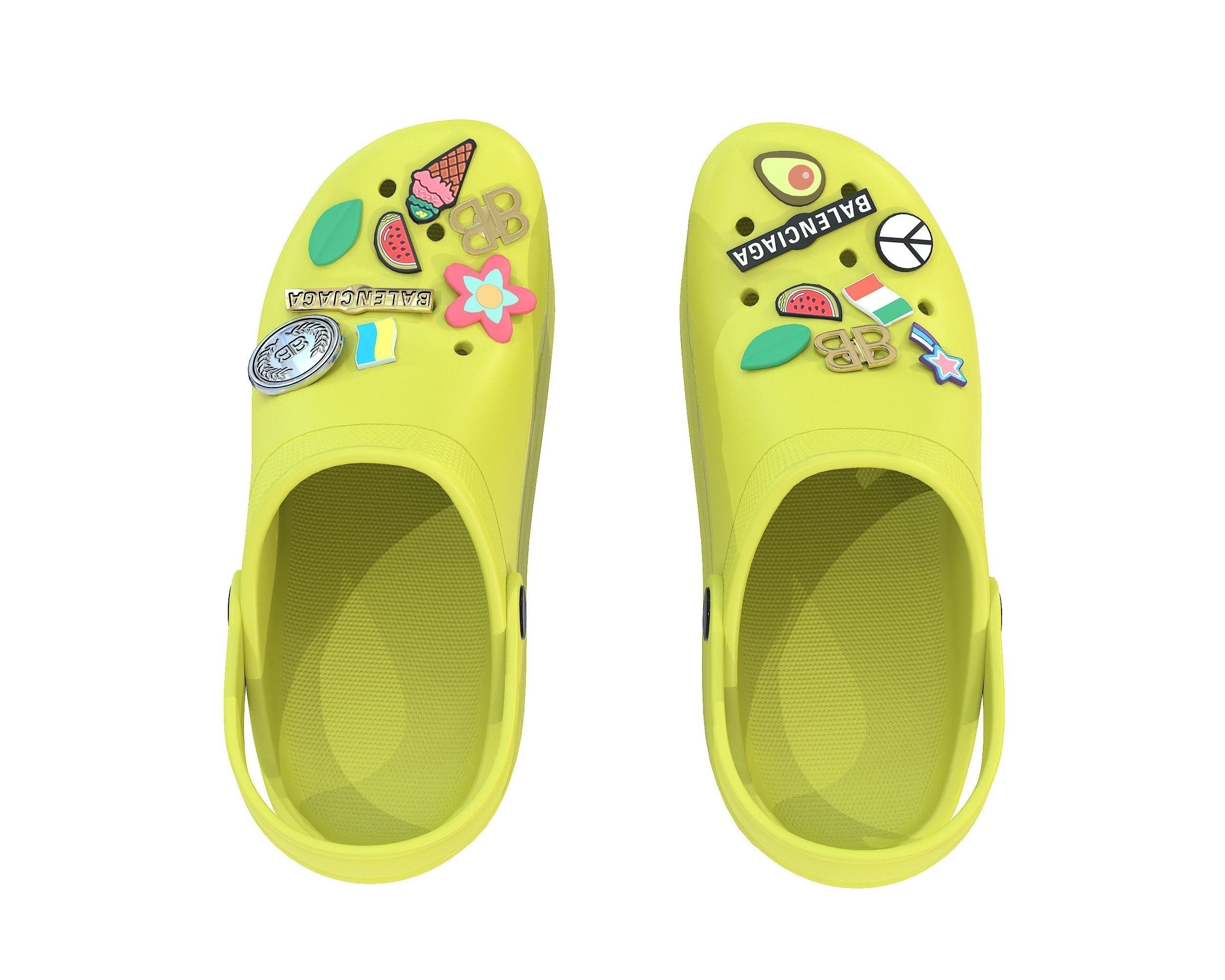 Balenciaga X Crocs Platform Sandals Low-poly 3D model_17