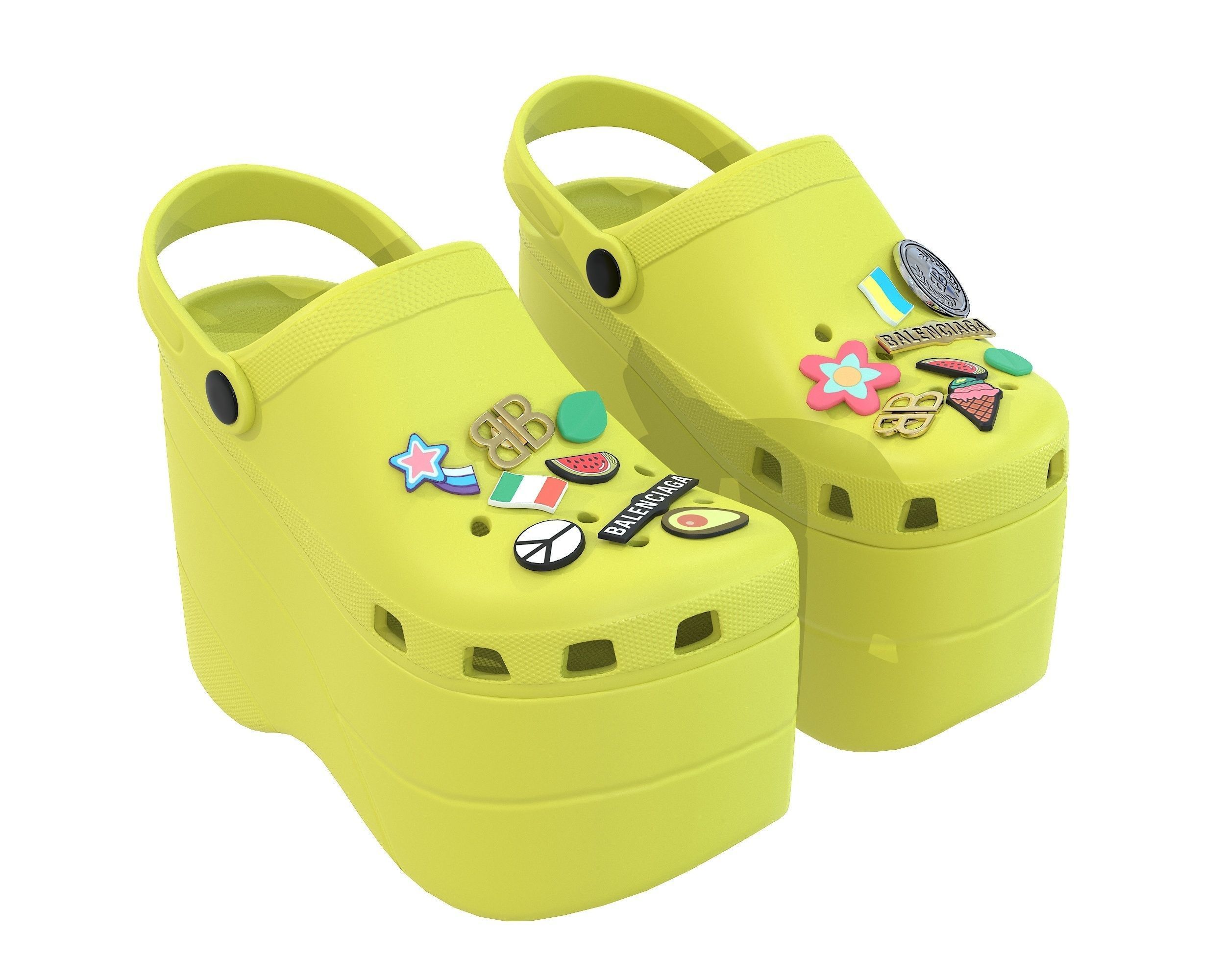 Balenciaga X Crocs Platform Sandals Low-poly 3D model_5