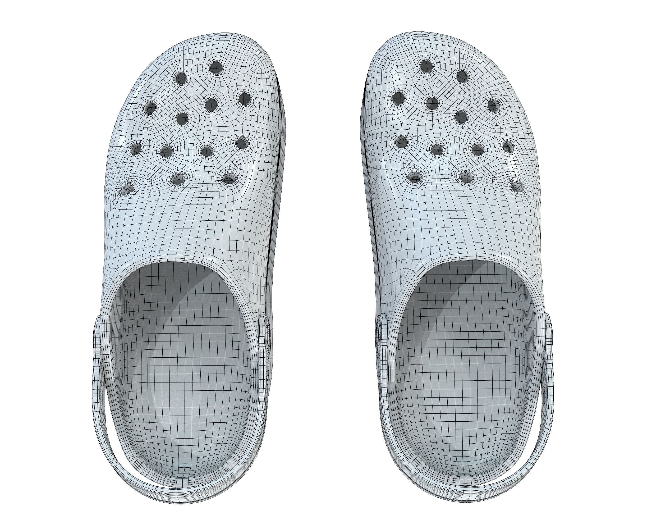 Balenciaga X Crocs Platform Sandals Low-poly 3D model_19