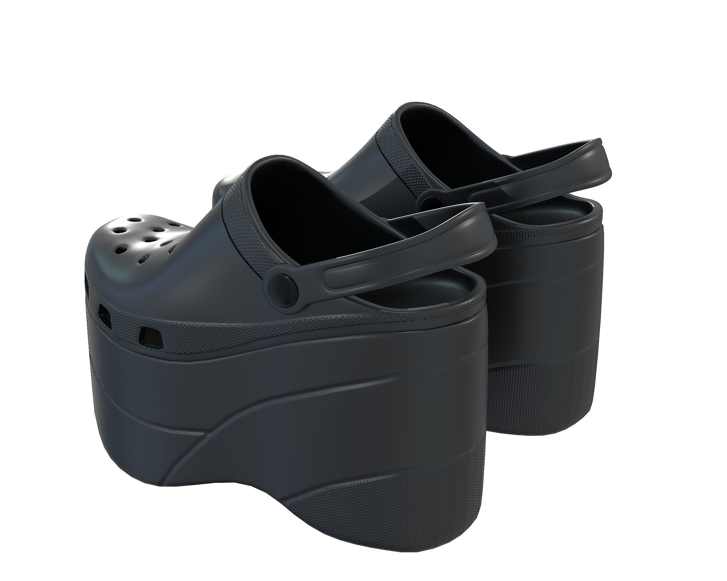 Balenciaga X Crocs Platform Sandals Low-poly 3D model_6