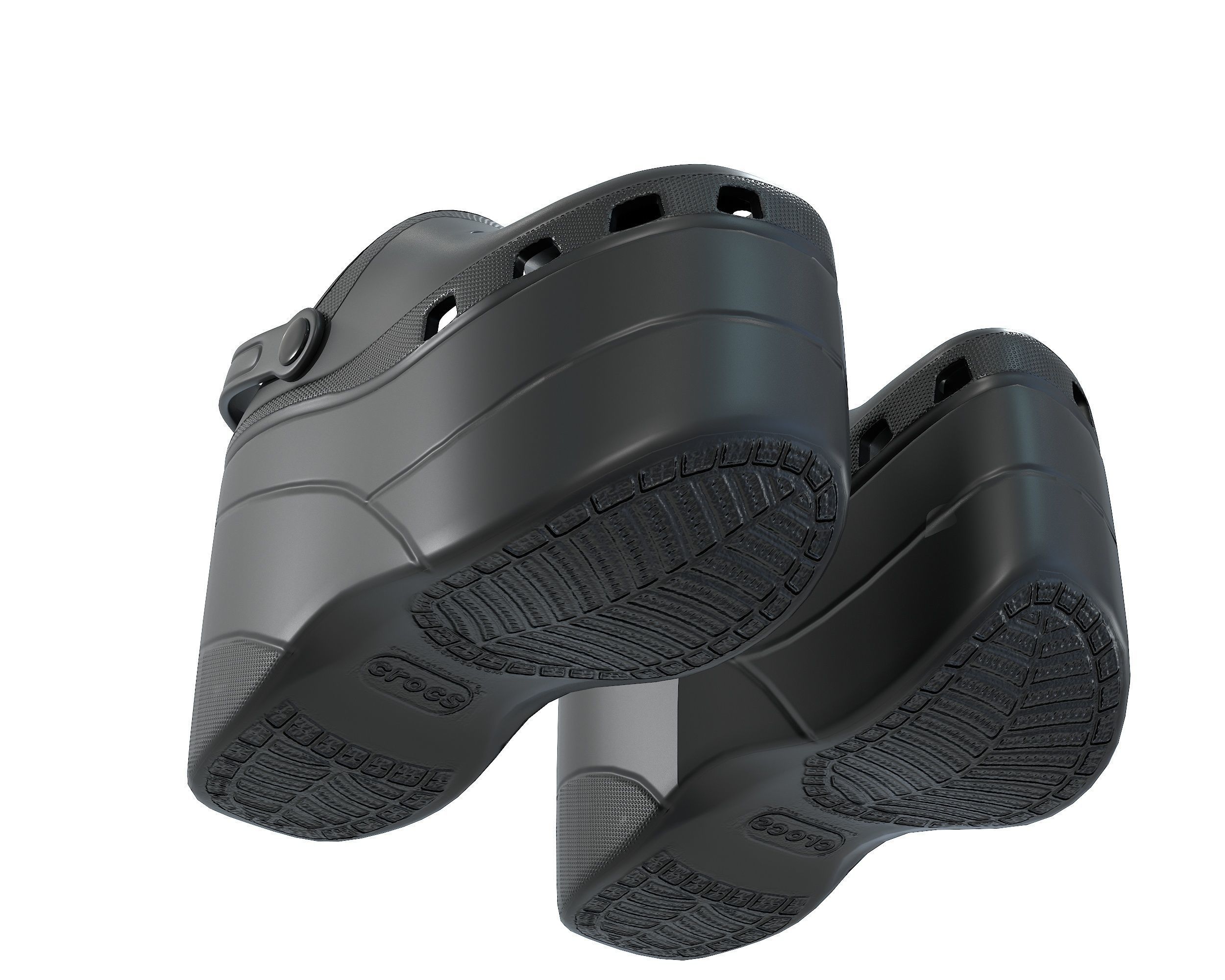 Balenciaga X Crocs Platform Sandals Low-poly 3D model_9