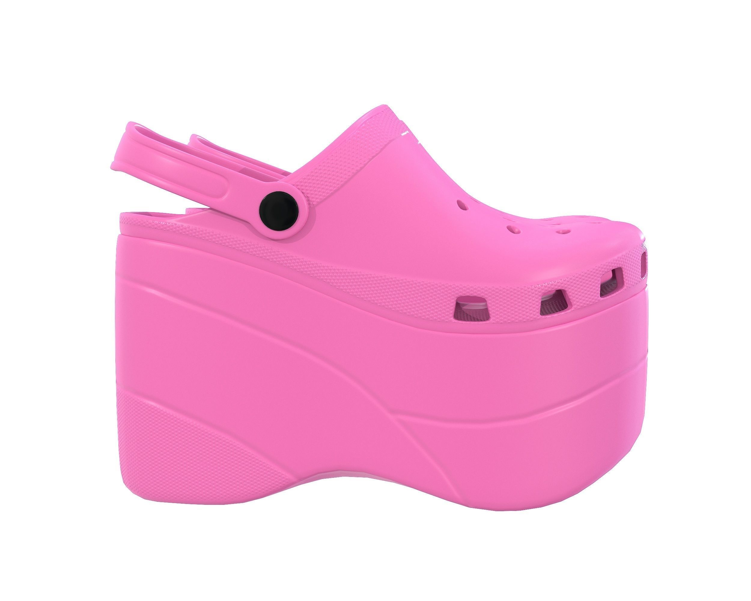 Balenciaga X Crocs Platform Sandals Low-poly 3D model_11