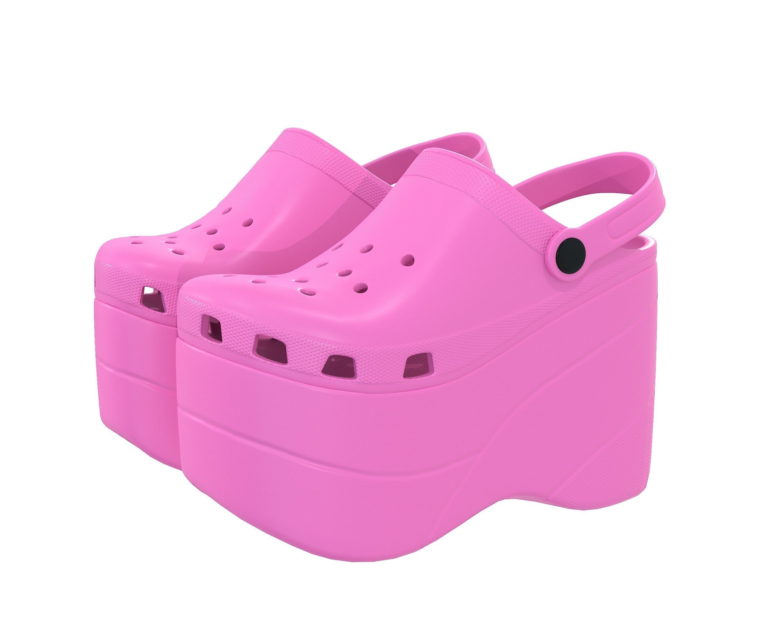 Balenciaga X Crocs Platform Sandals Low-poly 3D model_2