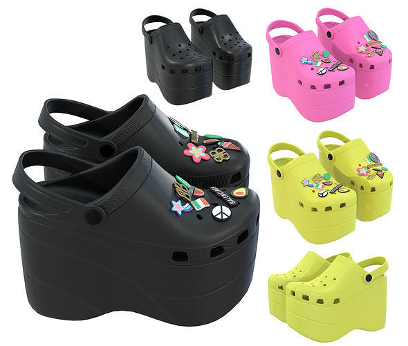 Balenciaga X Crocs Platform Sandals Low-poly 3D model