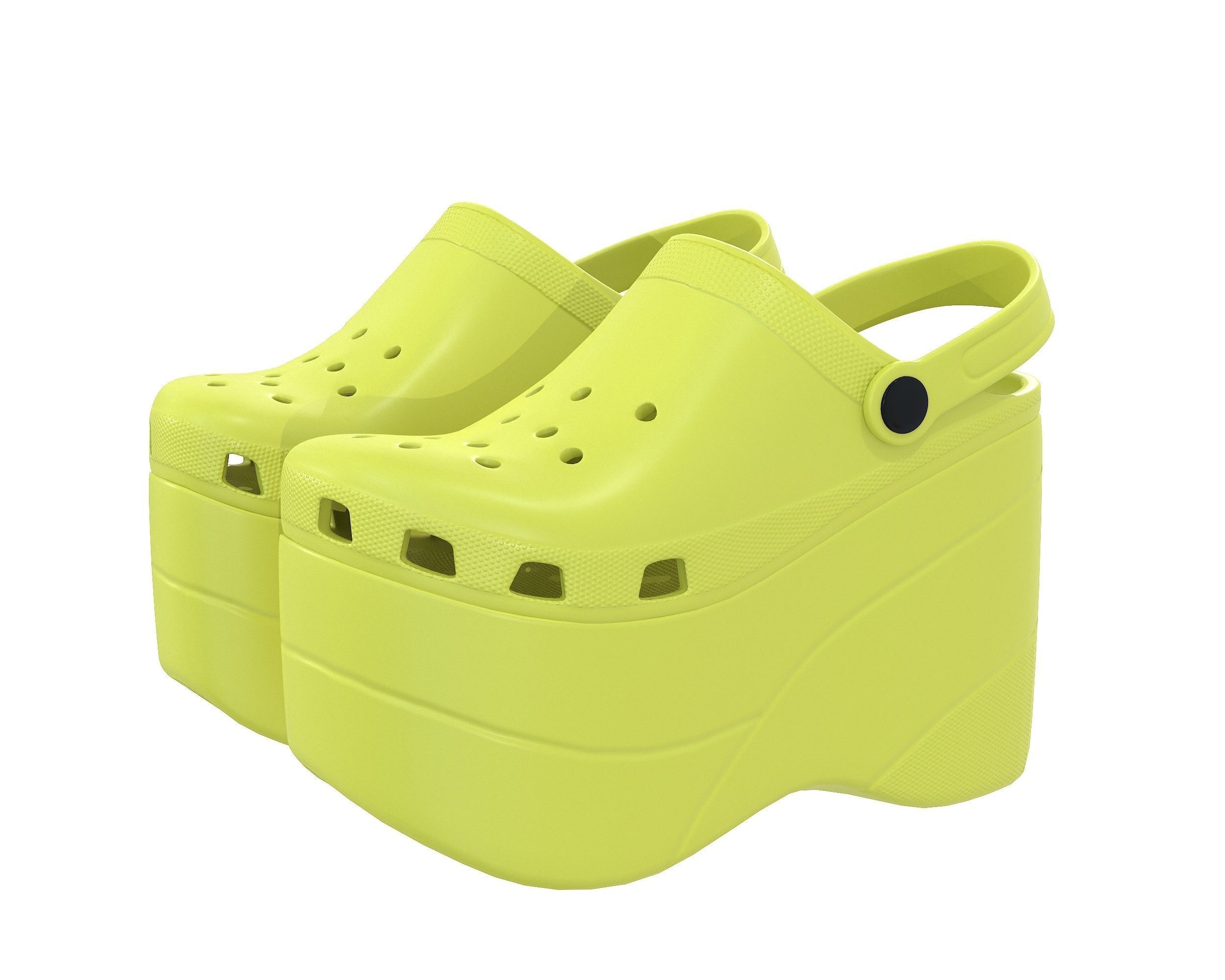 Balenciaga X Crocs Platform Sandals Low-poly 3D model_4
