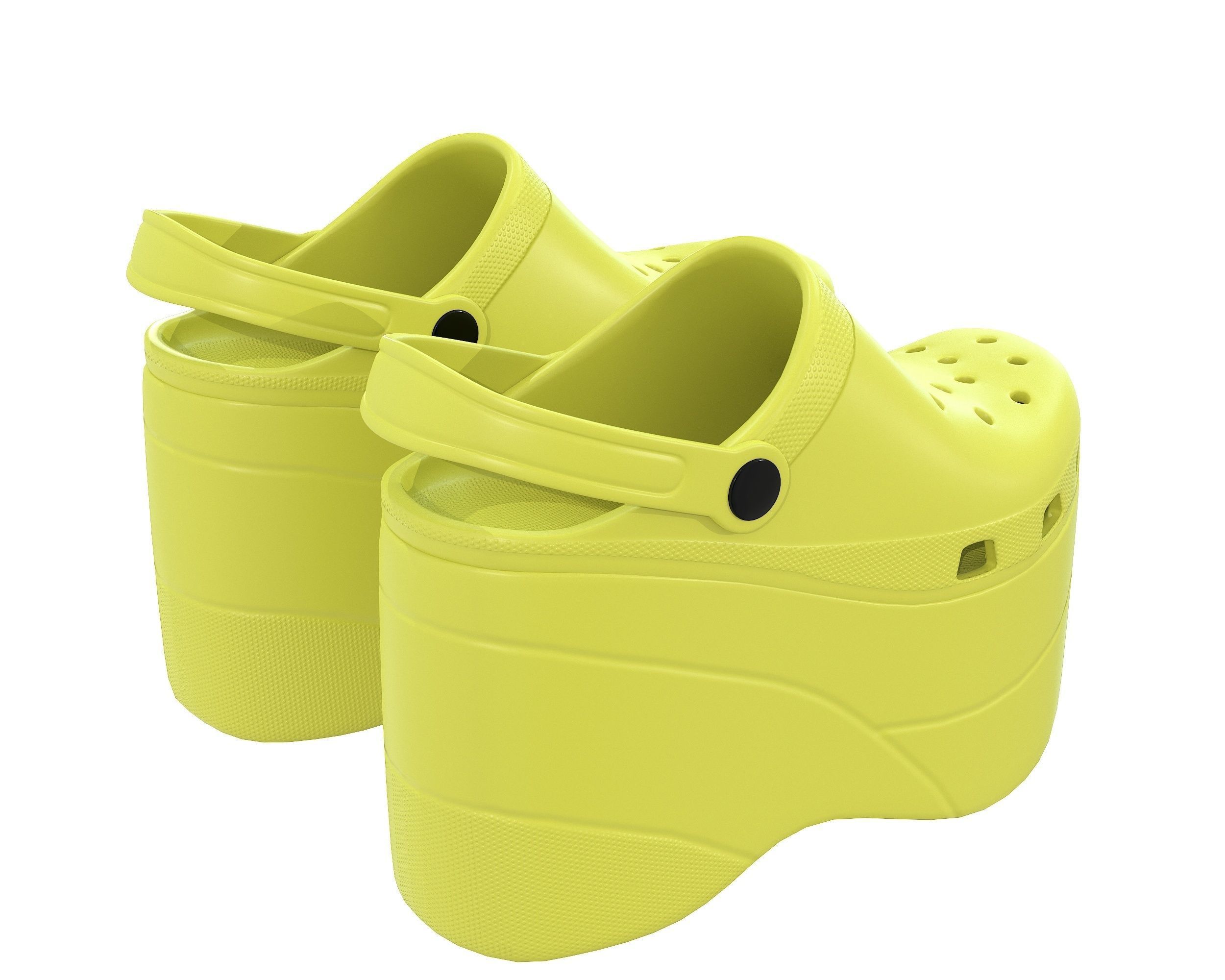 Balenciaga X Crocs Platform Sandals Low-poly 3D model_12