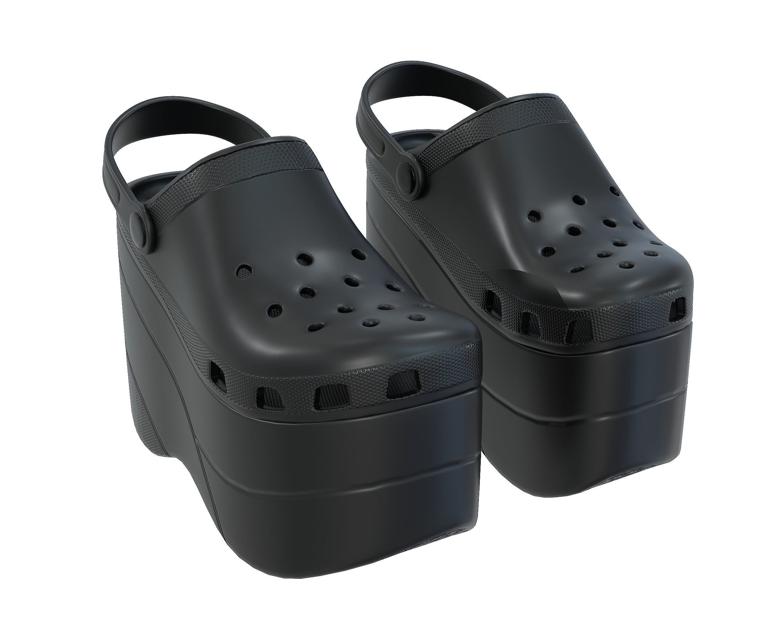 Balenciaga X Crocs Platform Sandals Low-poly 3D model_10