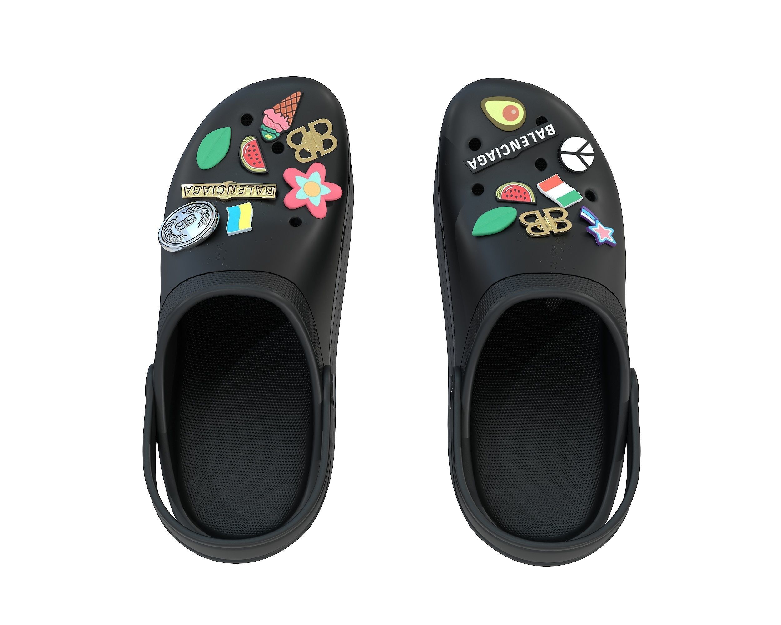 Balenciaga X Crocs Platform Sandals Low-poly 3D model_16