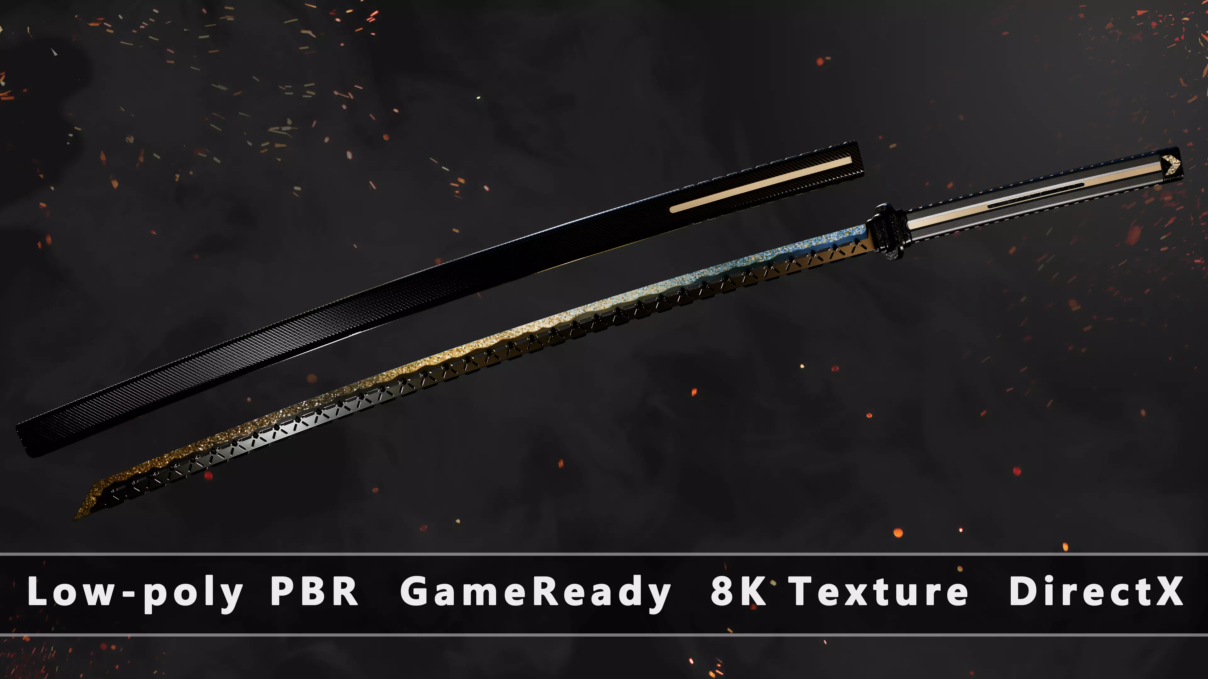 Katana Sword Game-Ready Low-poly 3D model_0