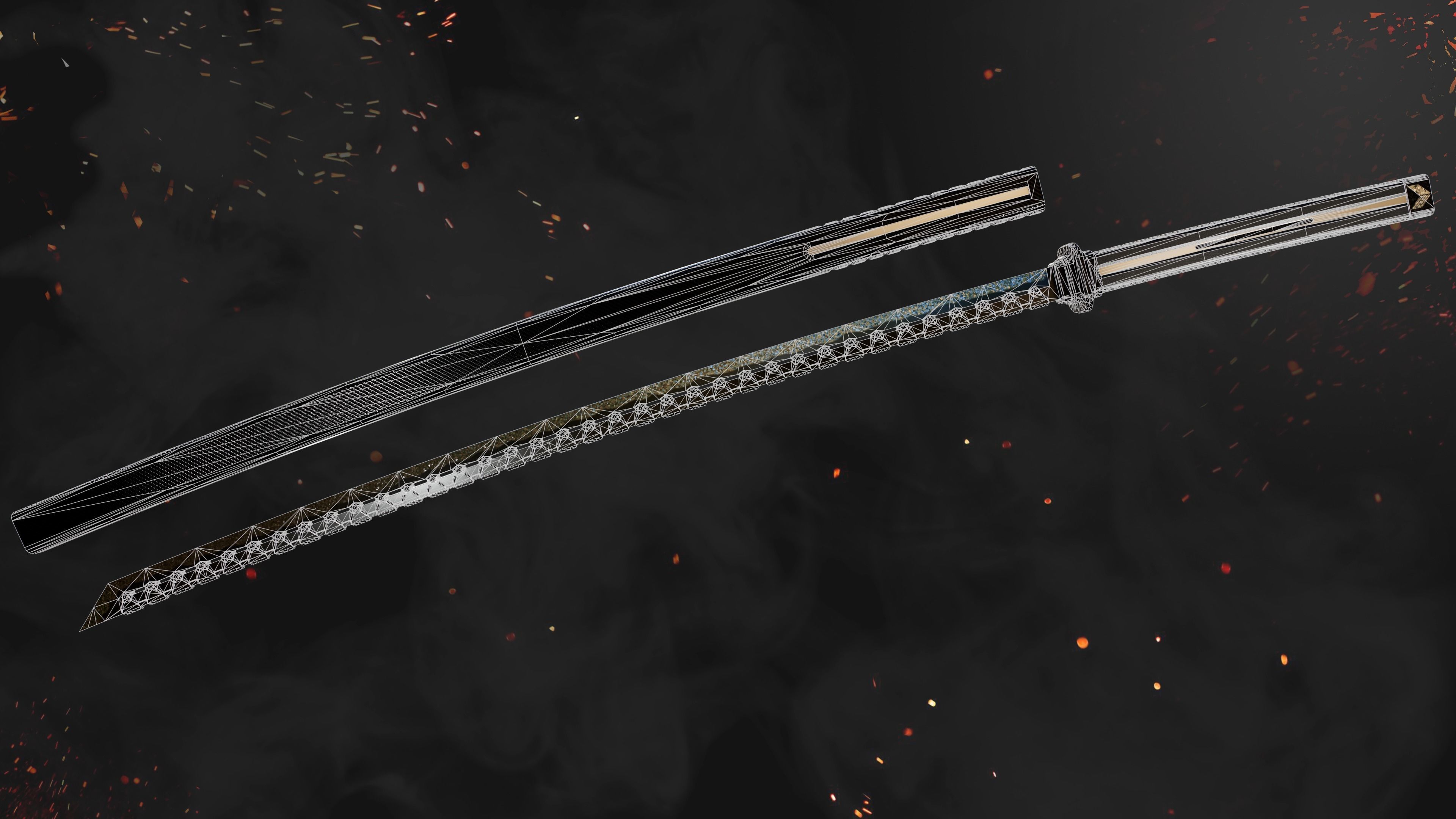 Katana Sword Game-Ready Low-poly 3D model_5