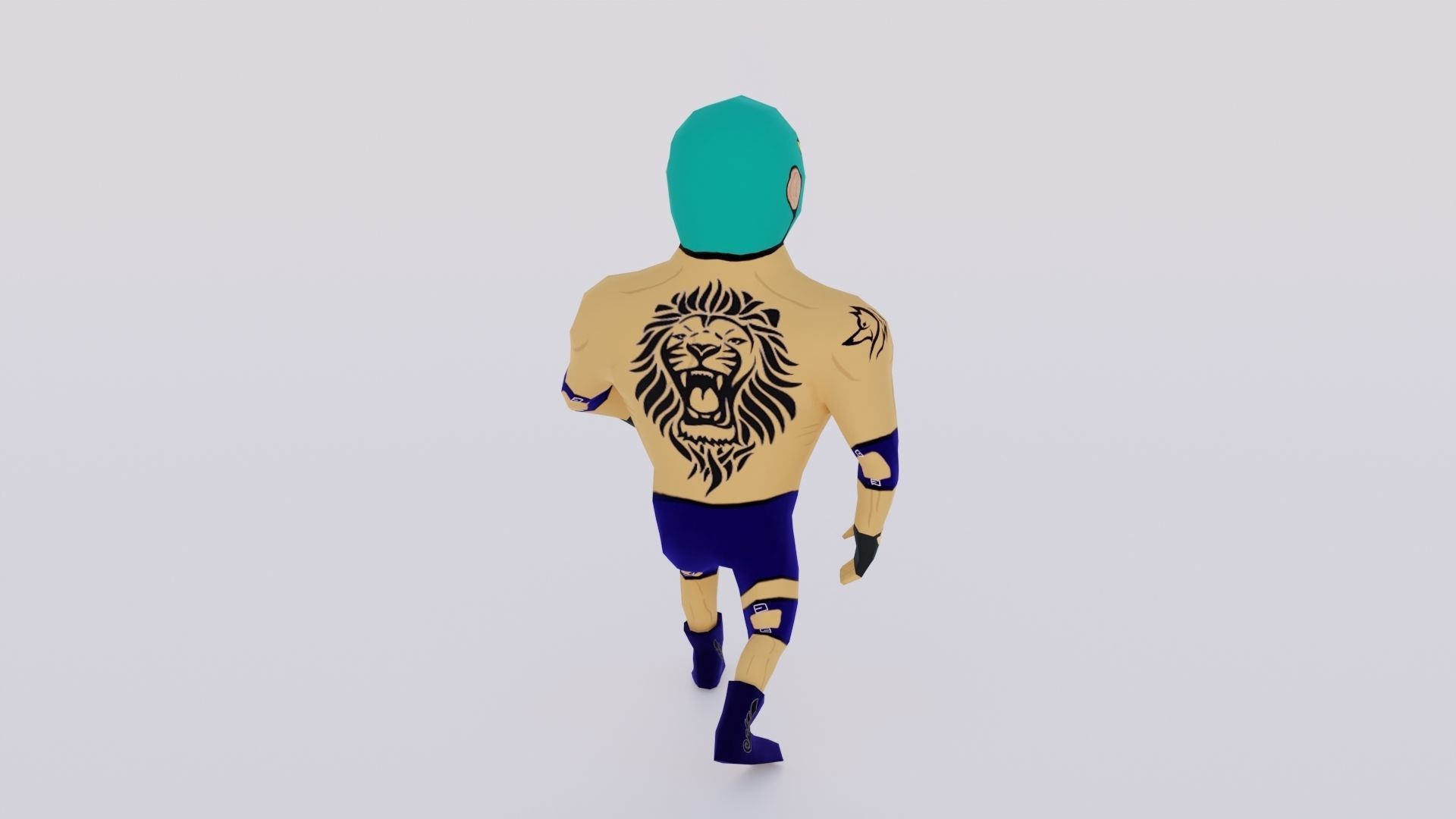 Cartoon Wrestling Character 04 Rigged Low-poly 3D model_7