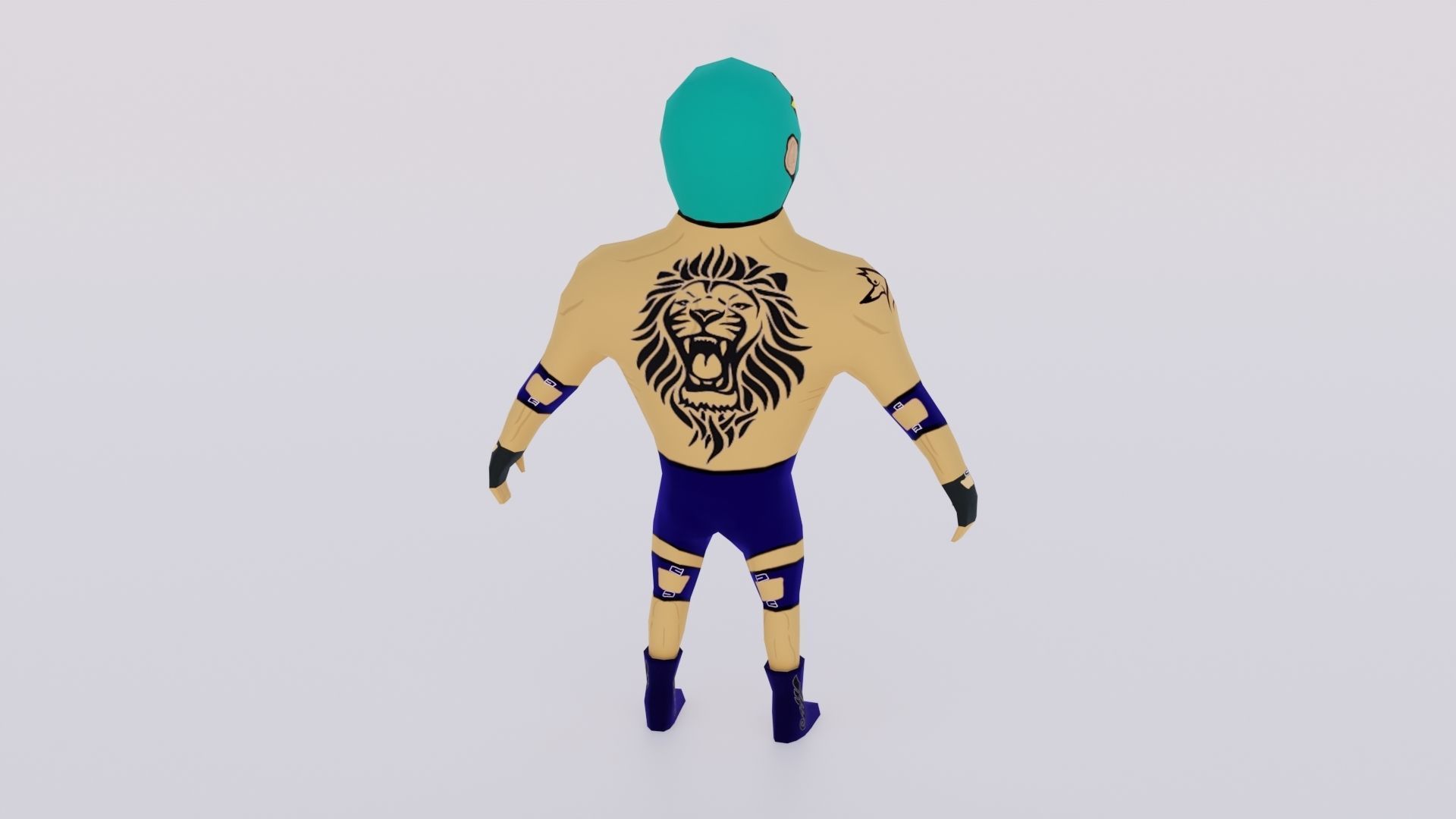 Cartoon Wrestling Character 04 Rigged Low-poly 3D model_1