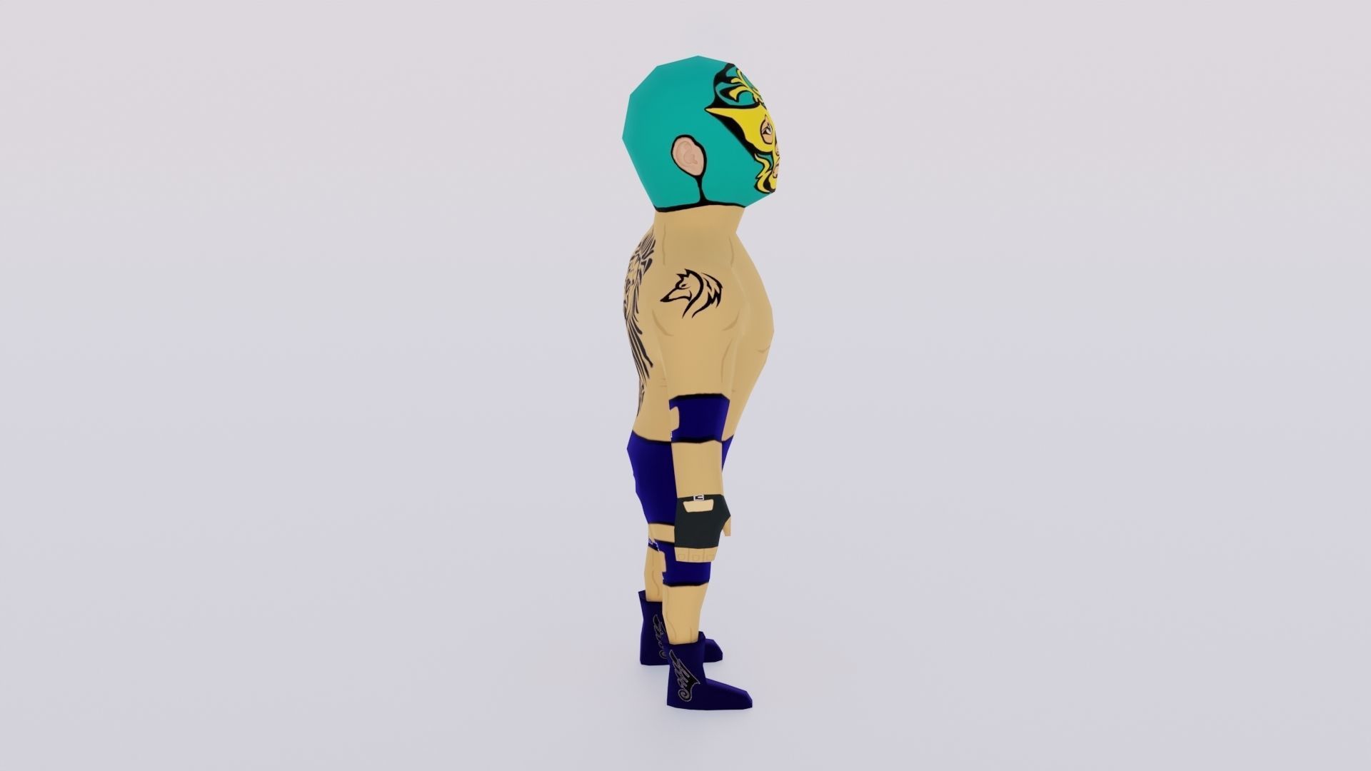 Cartoon Wrestling Character 04 Rigged Low-poly 3D model_2