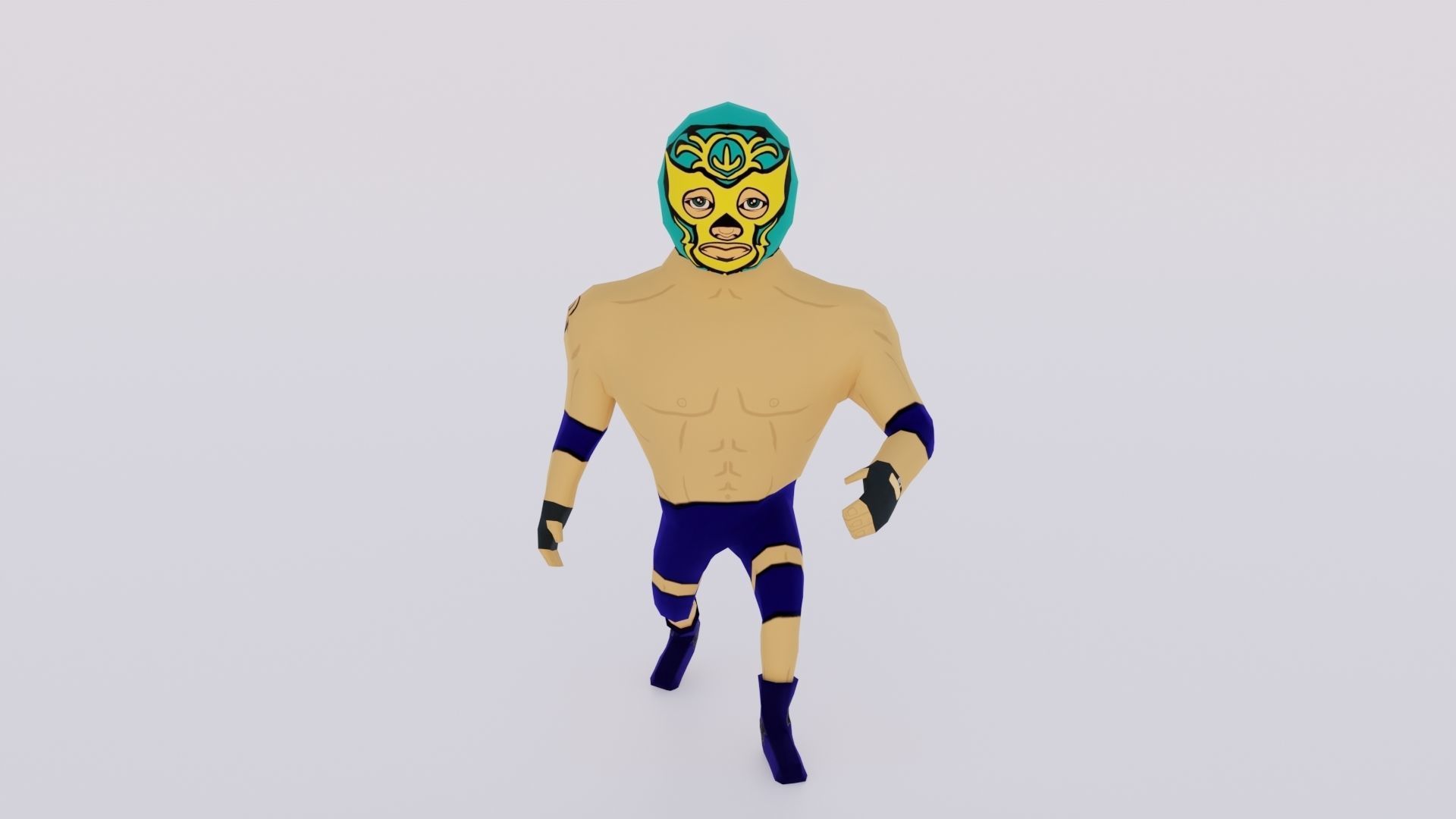 Cartoon Wrestling Character 04 Rigged Low-poly 3D model_3