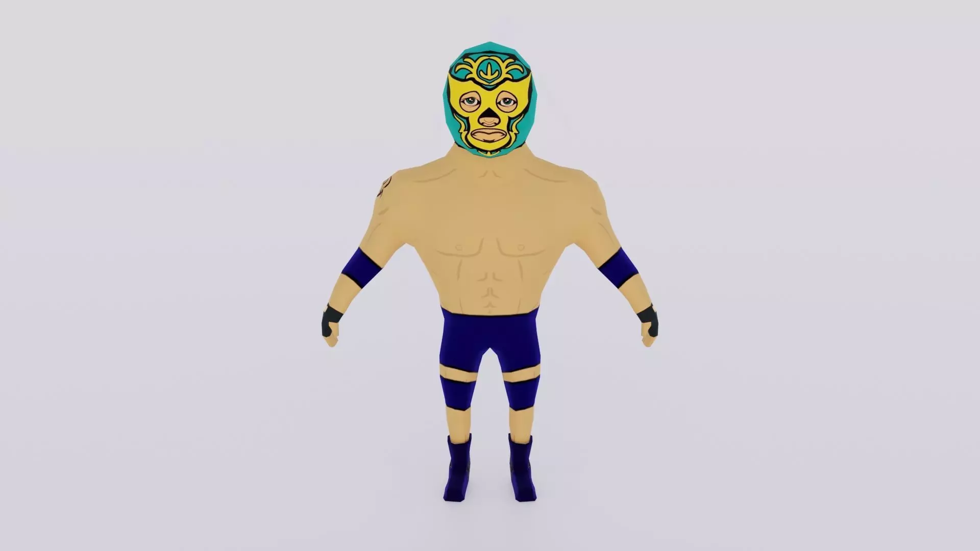 Cartoon Wrestling Character 04 Rigged Low-poly 3D model_0