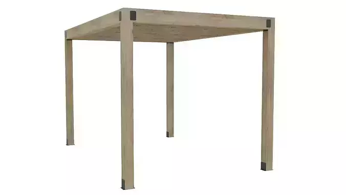 Wooden pergola with roof 3D model