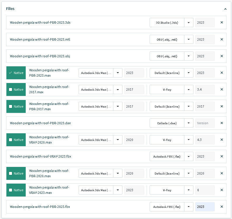 Wooden pergola with roof 3D model_16