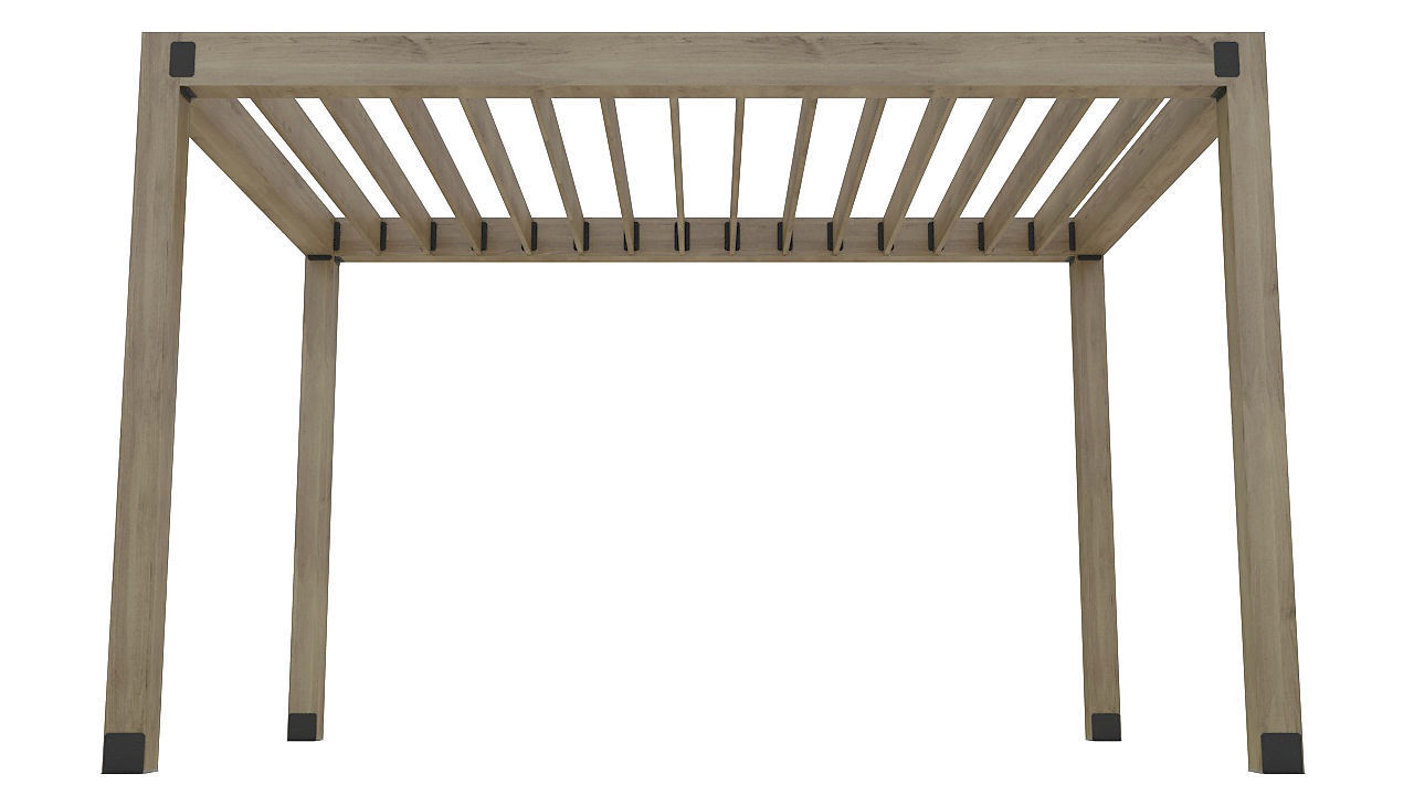 Wooden pergola with roof 3D model_2