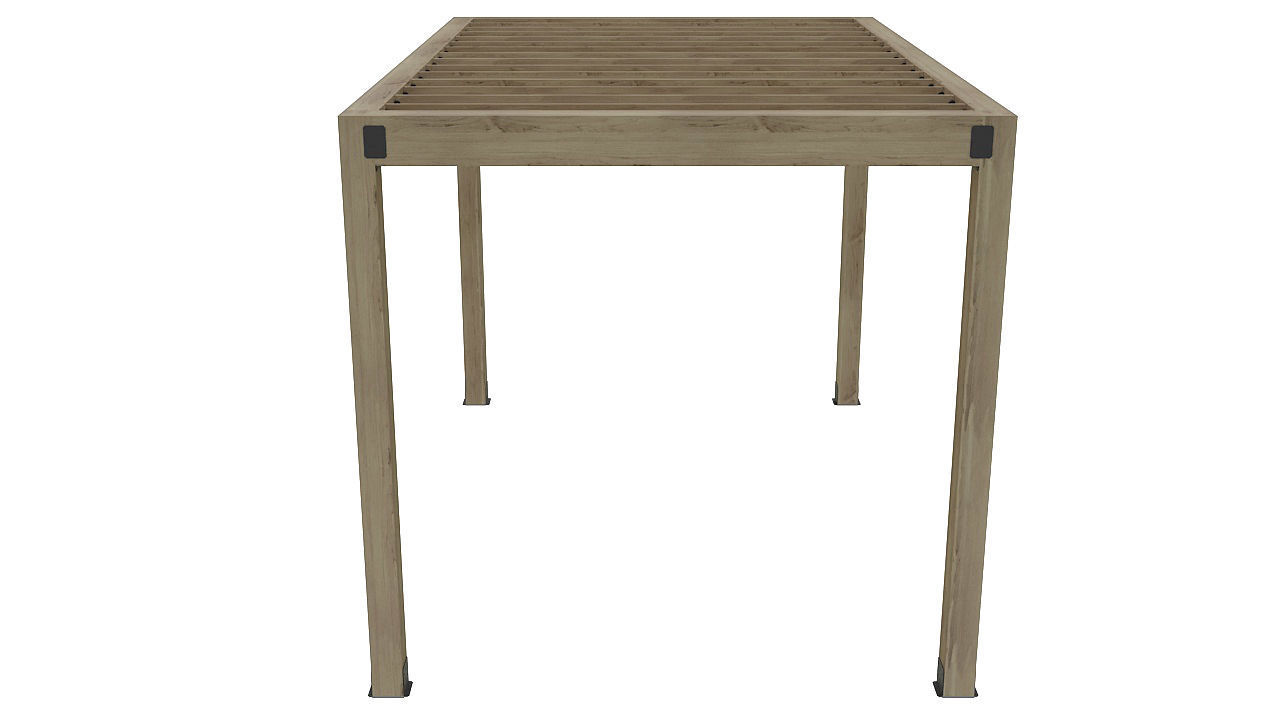 Wooden pergola with roof 3D model_5