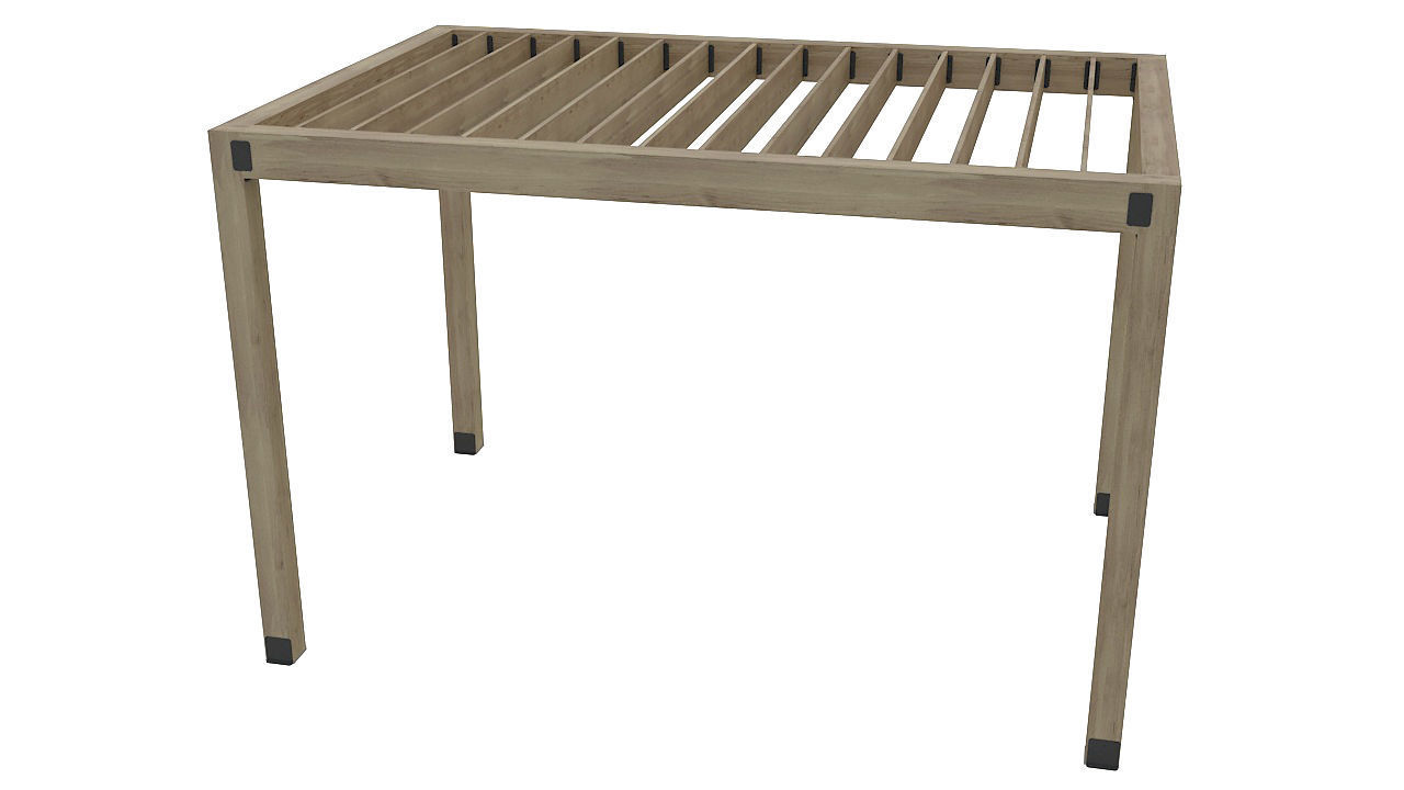 Wooden pergola with roof 3D model_4