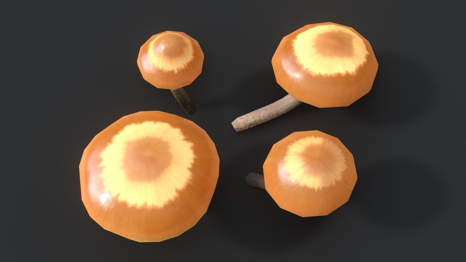 Sheathed Woodtuft Mushrooms Set Low-poly 3D model_6