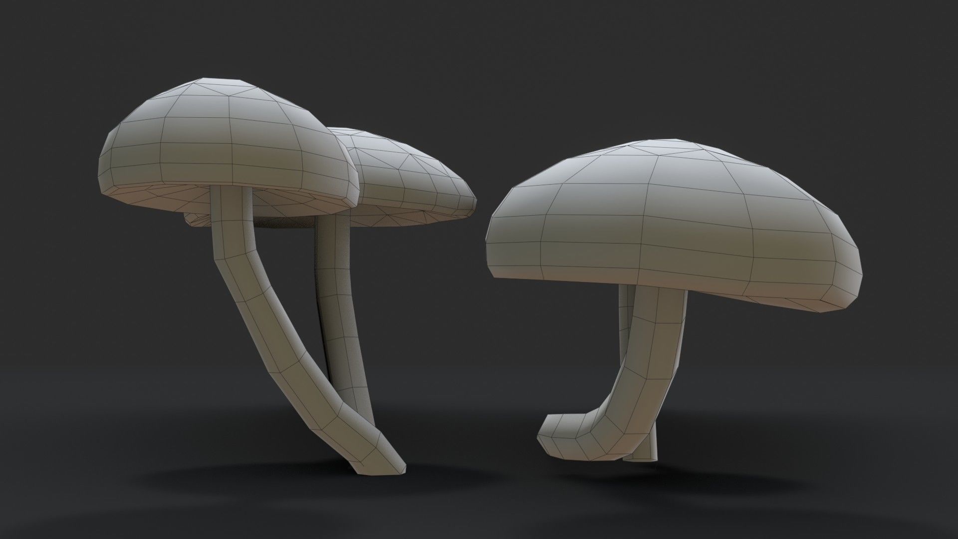 Sheathed Woodtuft Mushrooms Set Low-poly 3D model_12