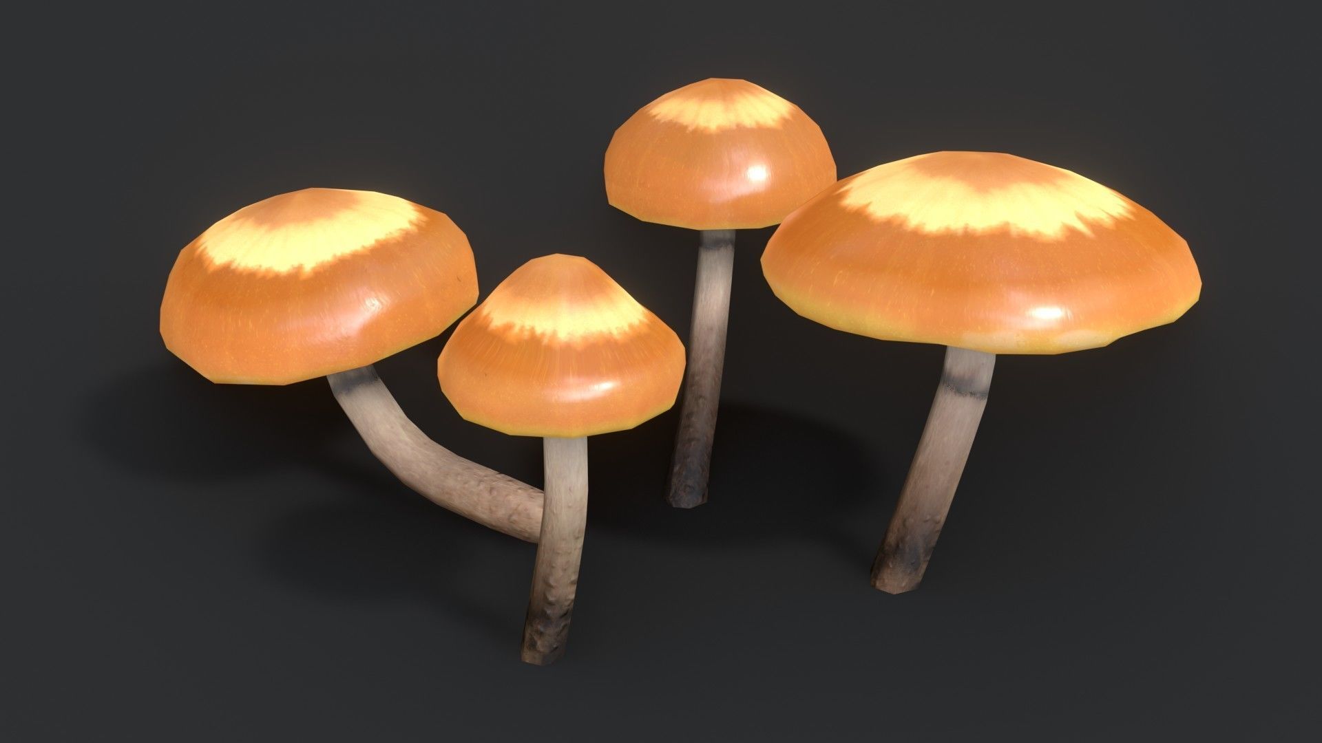 Sheathed Woodtuft Mushrooms Set Low-poly 3D model_2